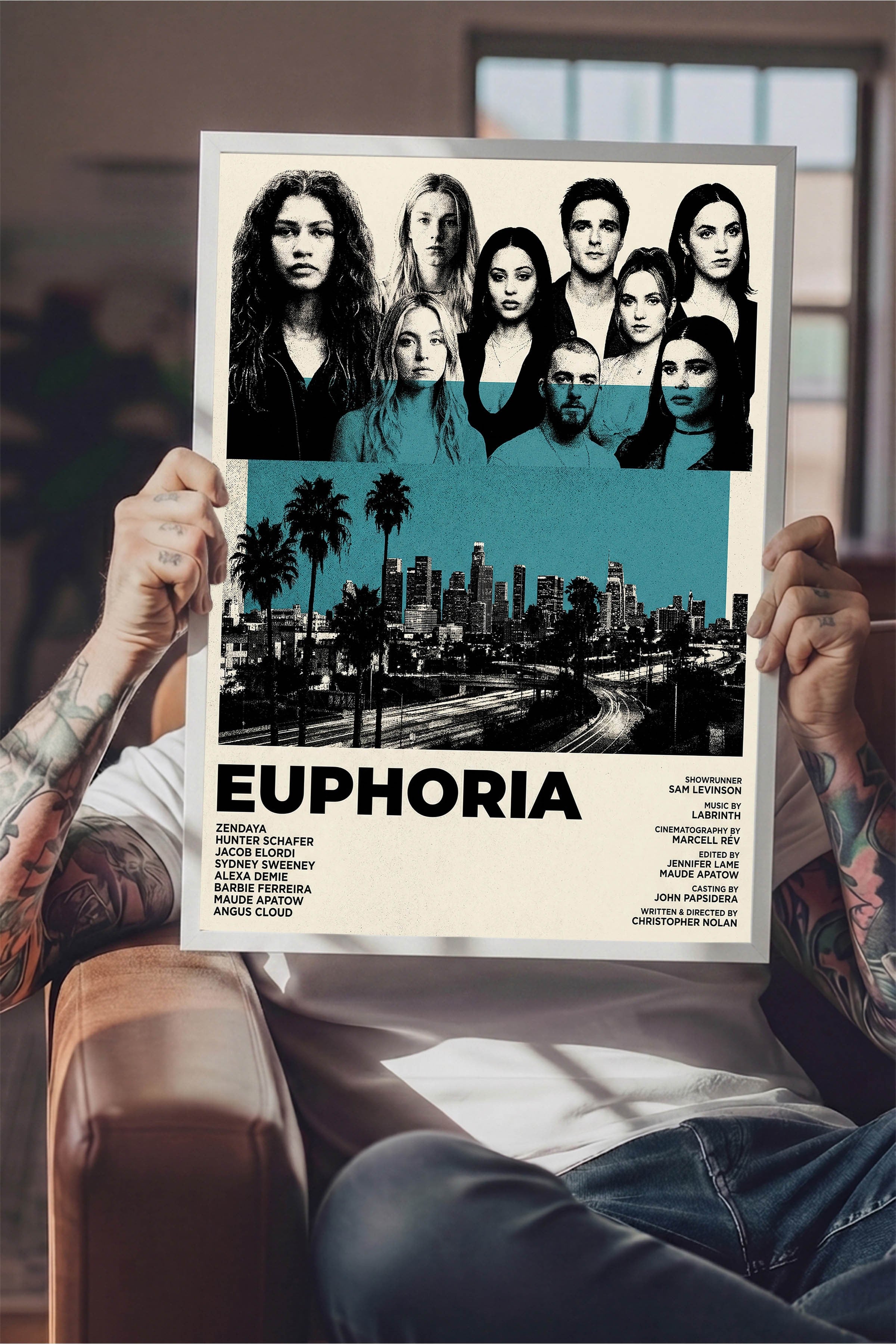 Euphoria Beyaz Çerçeveli Poster, Sinema ve Dizi Tablo, Film Dizi Afişleri NO:112791