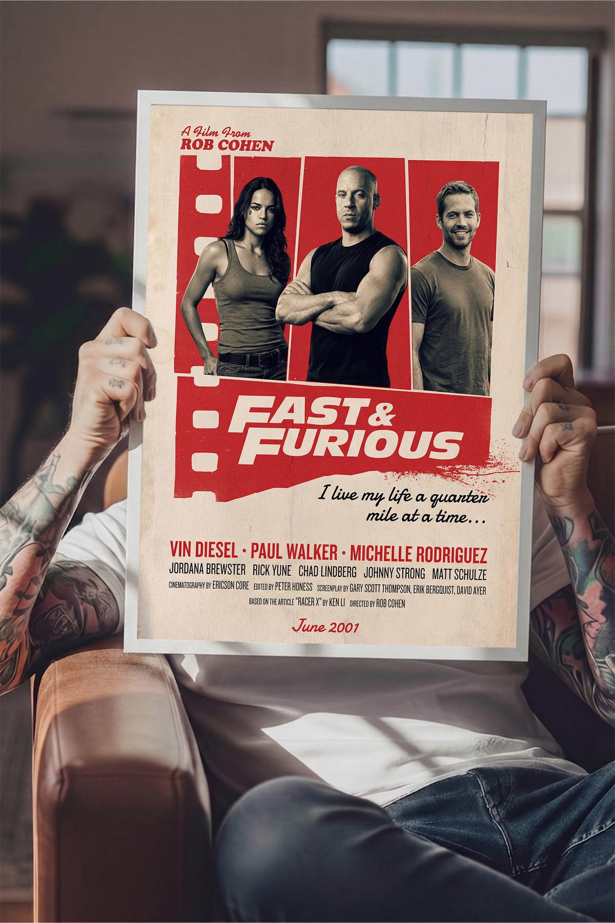 Fast & Furious Beyaz Çerçeveli Poster, Sinema ve Dizi Tablo, Film Dizi Afişleri NO:112910