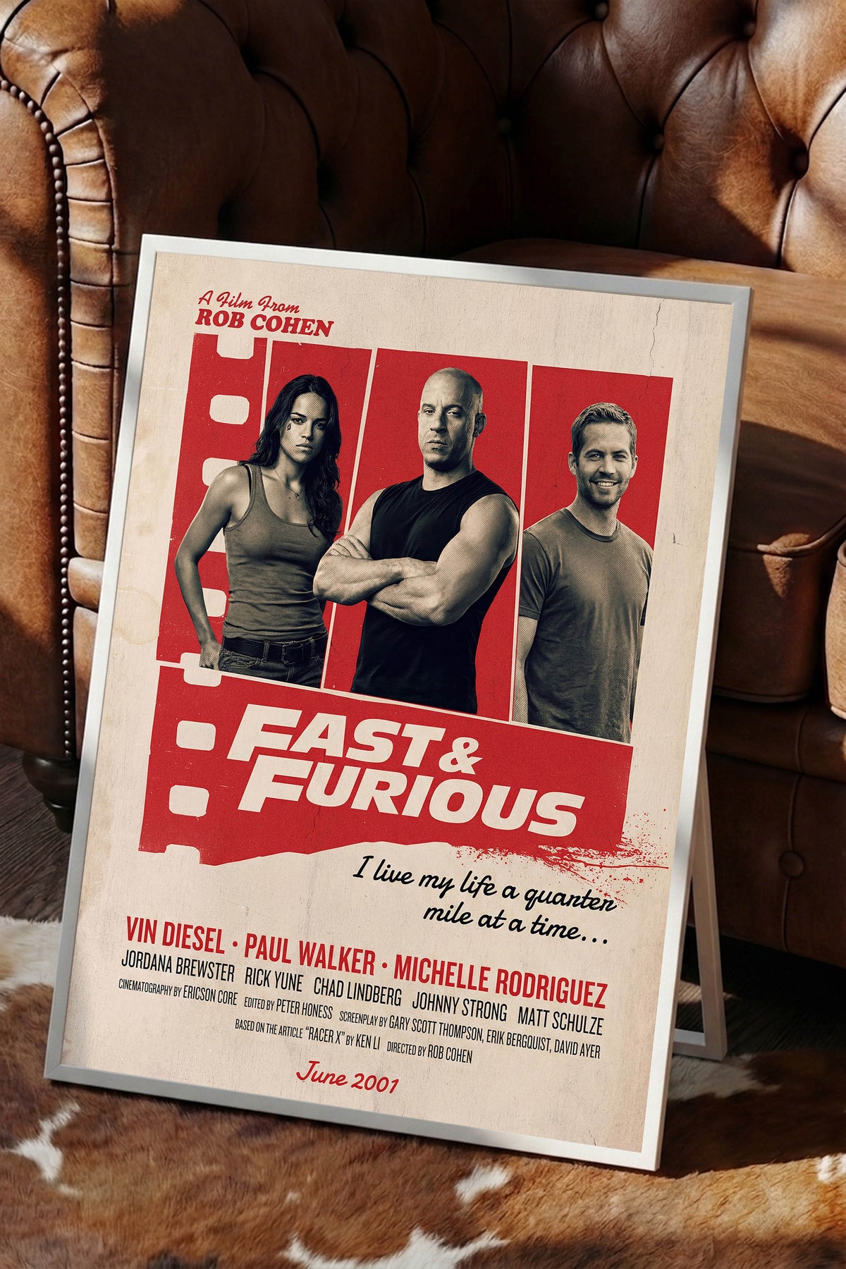 Fast & Furious Beyaz Çerçeveli Poster, Sinema ve Dizi Tablo, Film Dizi Afişleri NO:112910