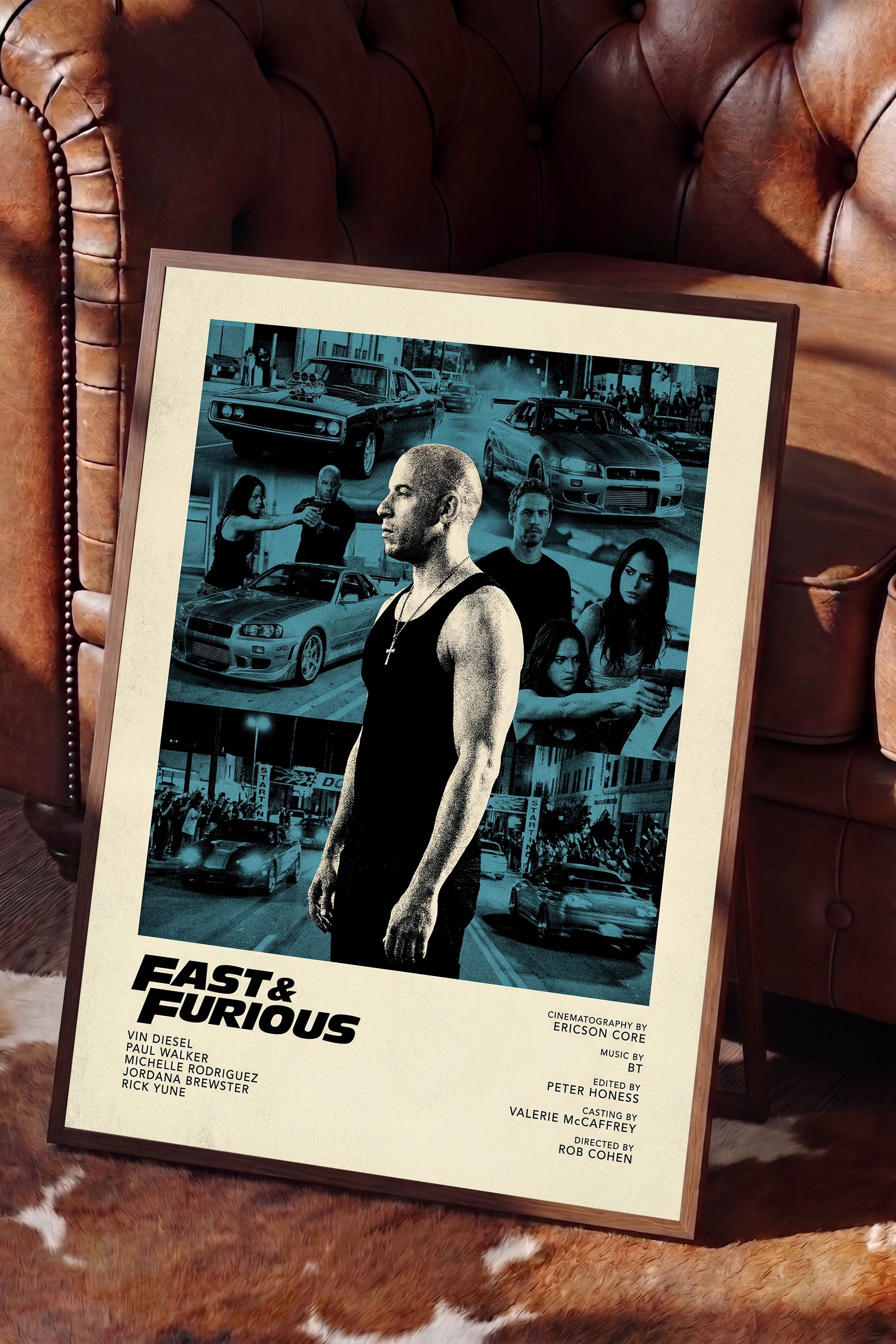 Fast & Furious Kahverengi Çerçeveli Poster, Sinema ve Dizi Tablo, Film Dizi Afişleri NO:112835
