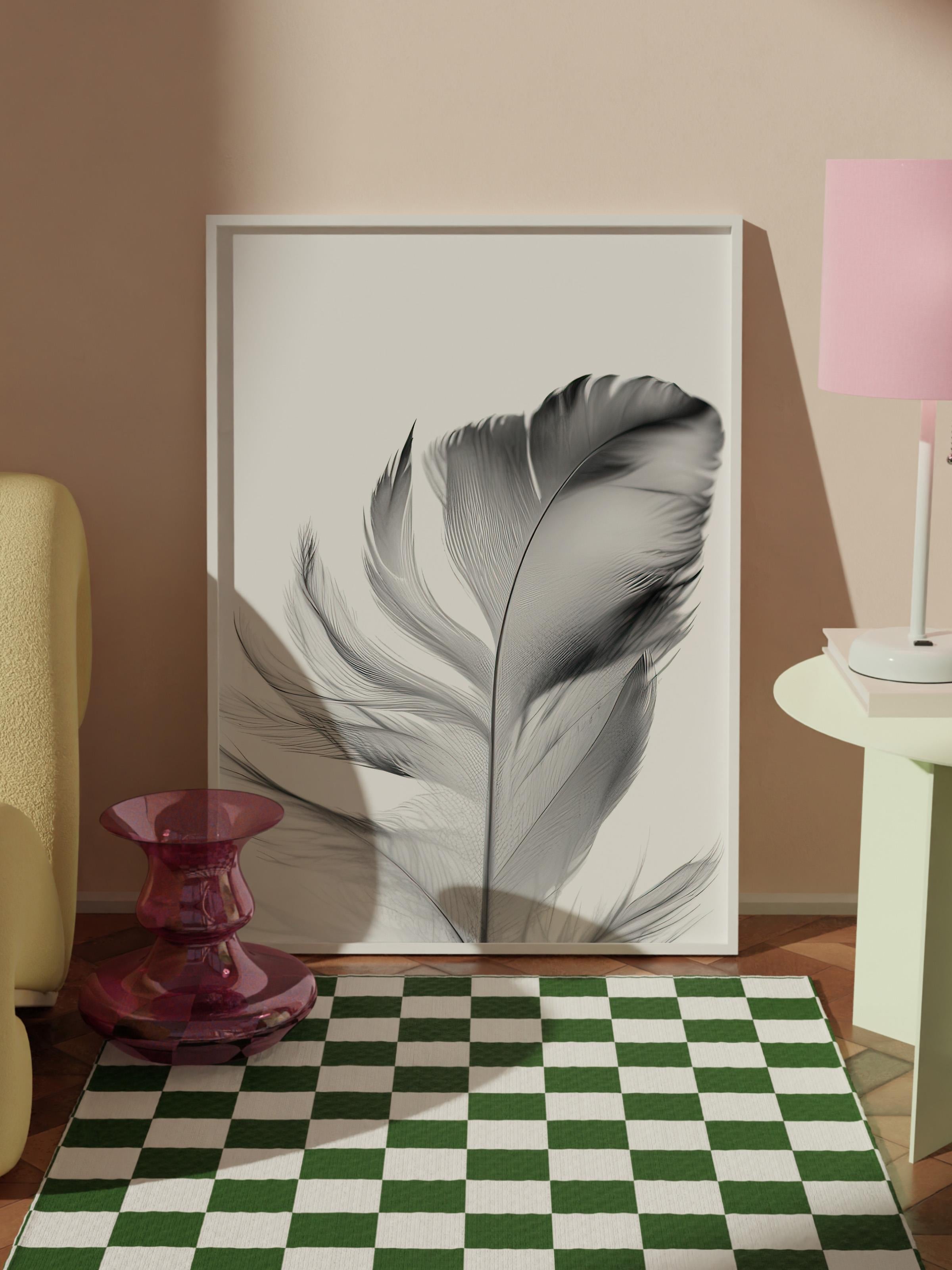 Feather Çerçeveli Tablo, Beyaz Çerçeve ve Poster, Dikey Duvar Tablosu Comfort Serisi NO:108302