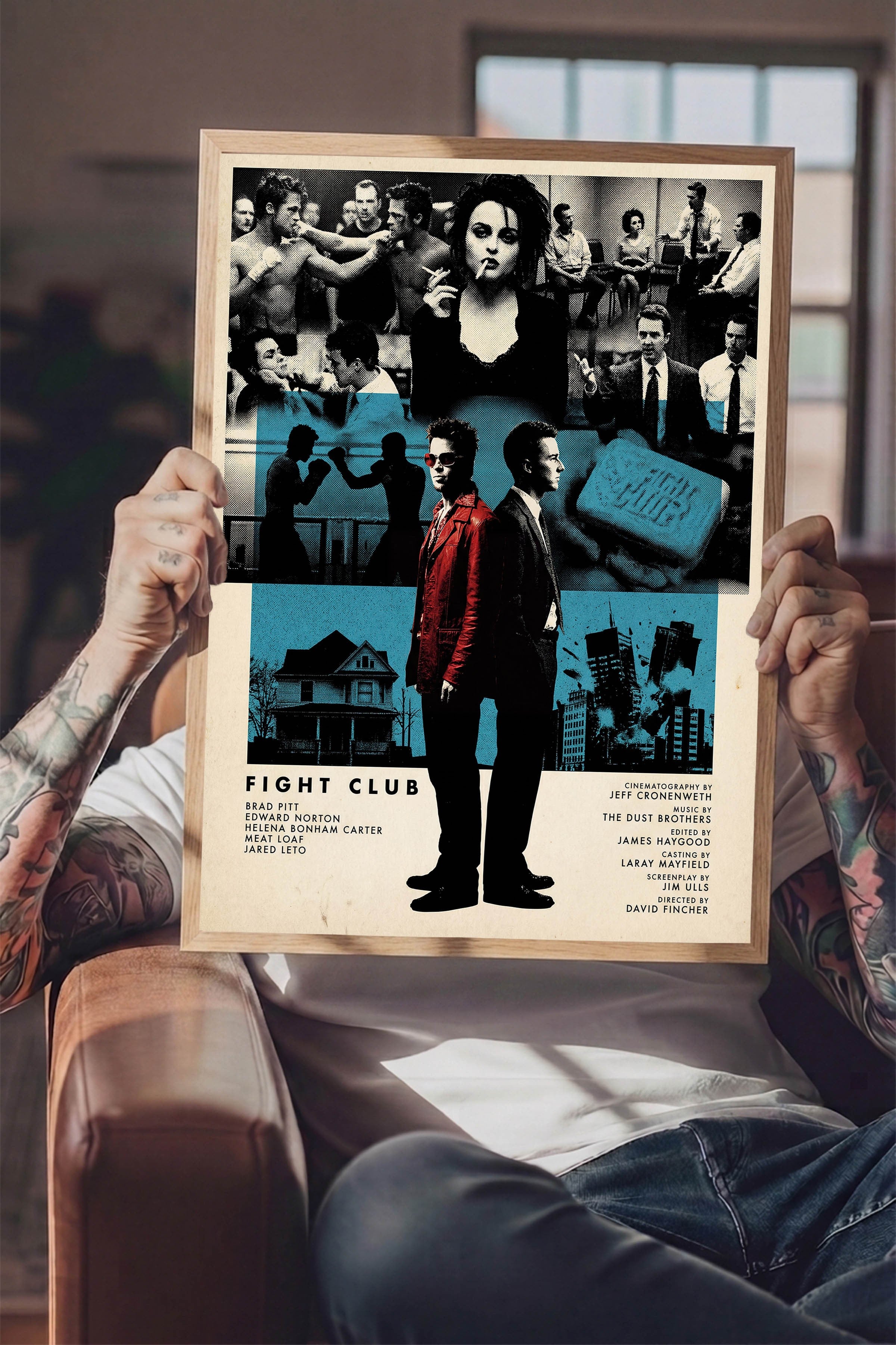 Fight Club Ahşap Çerçeveli Poster, Sinema ve Dizi Tablo, Film Dizi Afişleri NO:112822
