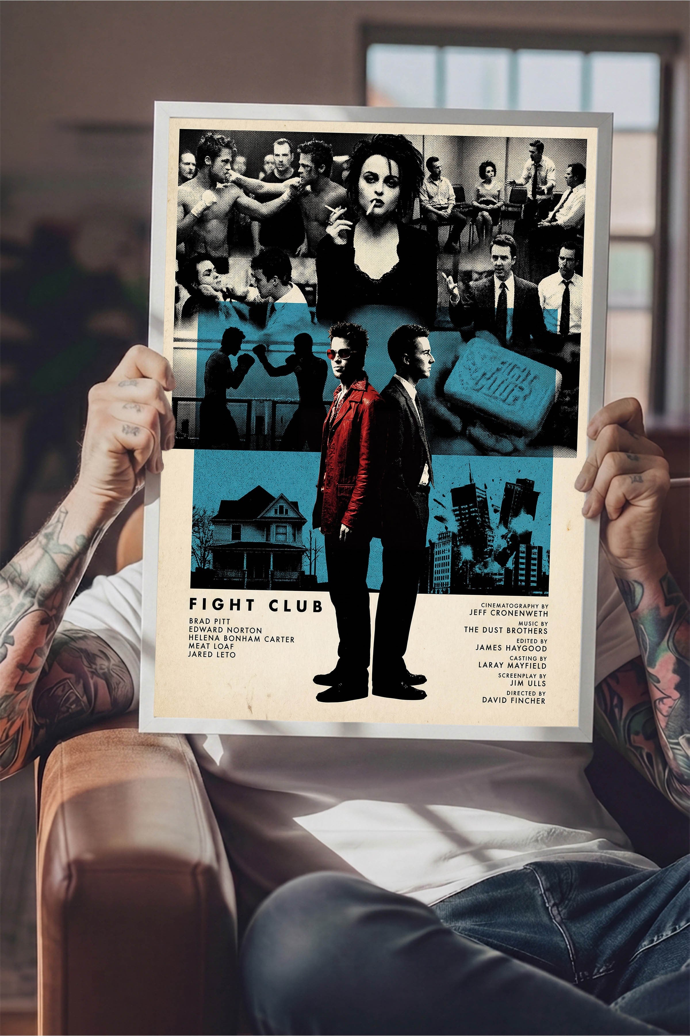 Fight Club Beyaz Çerçeveli Poster, Sinema ve Dizi Tablo, Film Dizi Afişleri NO:112822