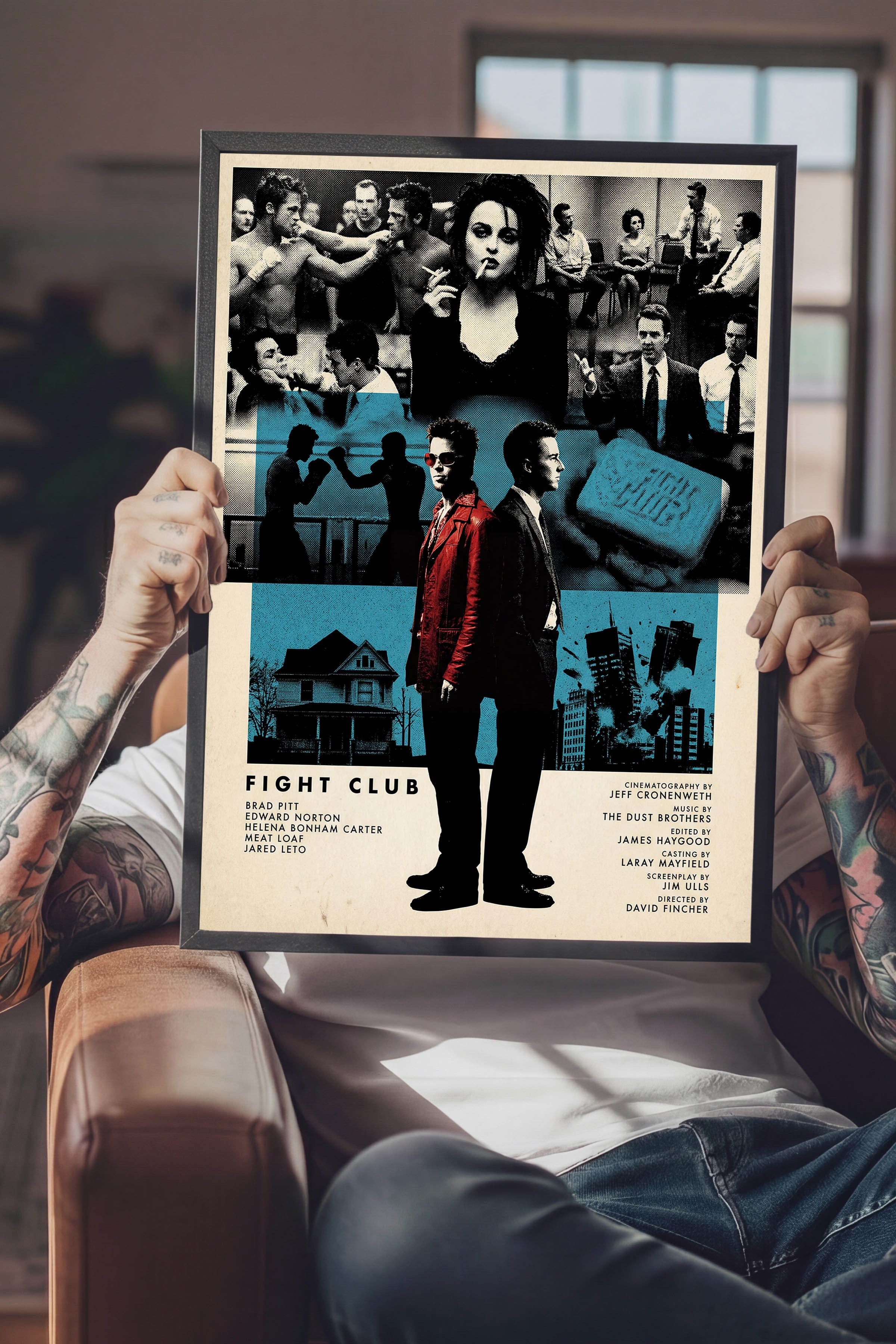 Fight Club Siyah Çerçeveli Poster, Sinema ve Dizi Tablo, Film Dizi Afişleri NO:112822