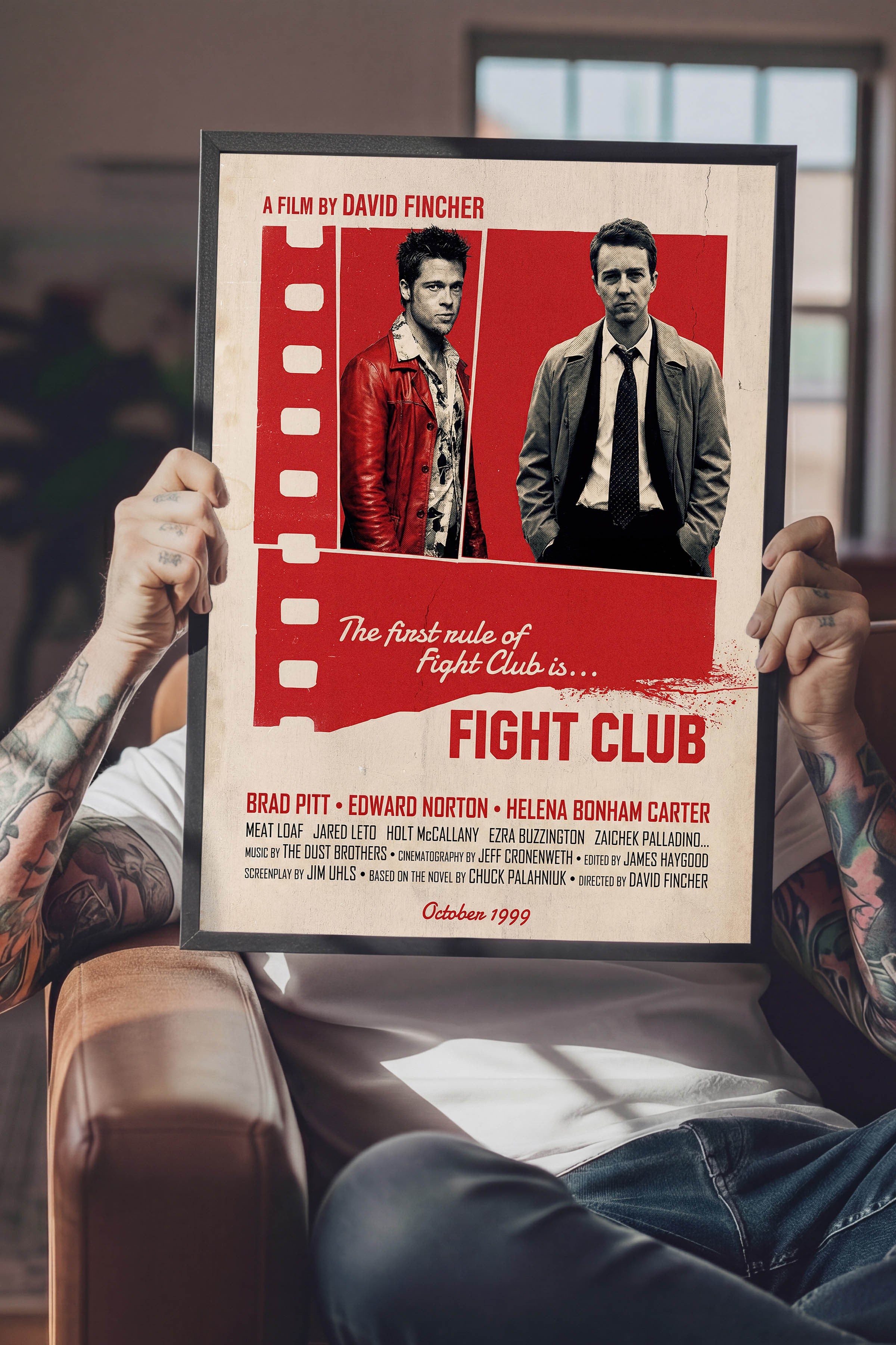 Fight Club Siyah Çerçeveli Poster, Sinema ve Dizi Tablo, Film Dizi Afişleri NO:112900