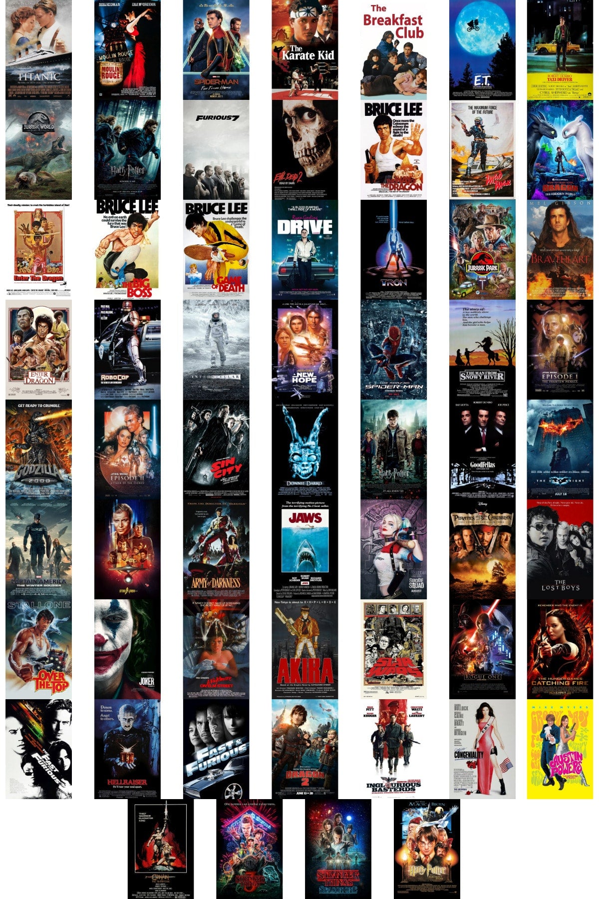 Film Afişleri Duvar Posteri Kolaj Seti - 60 Adet - Arkası Yapışkanlı - 10cm*15cm - Kutulu Set
