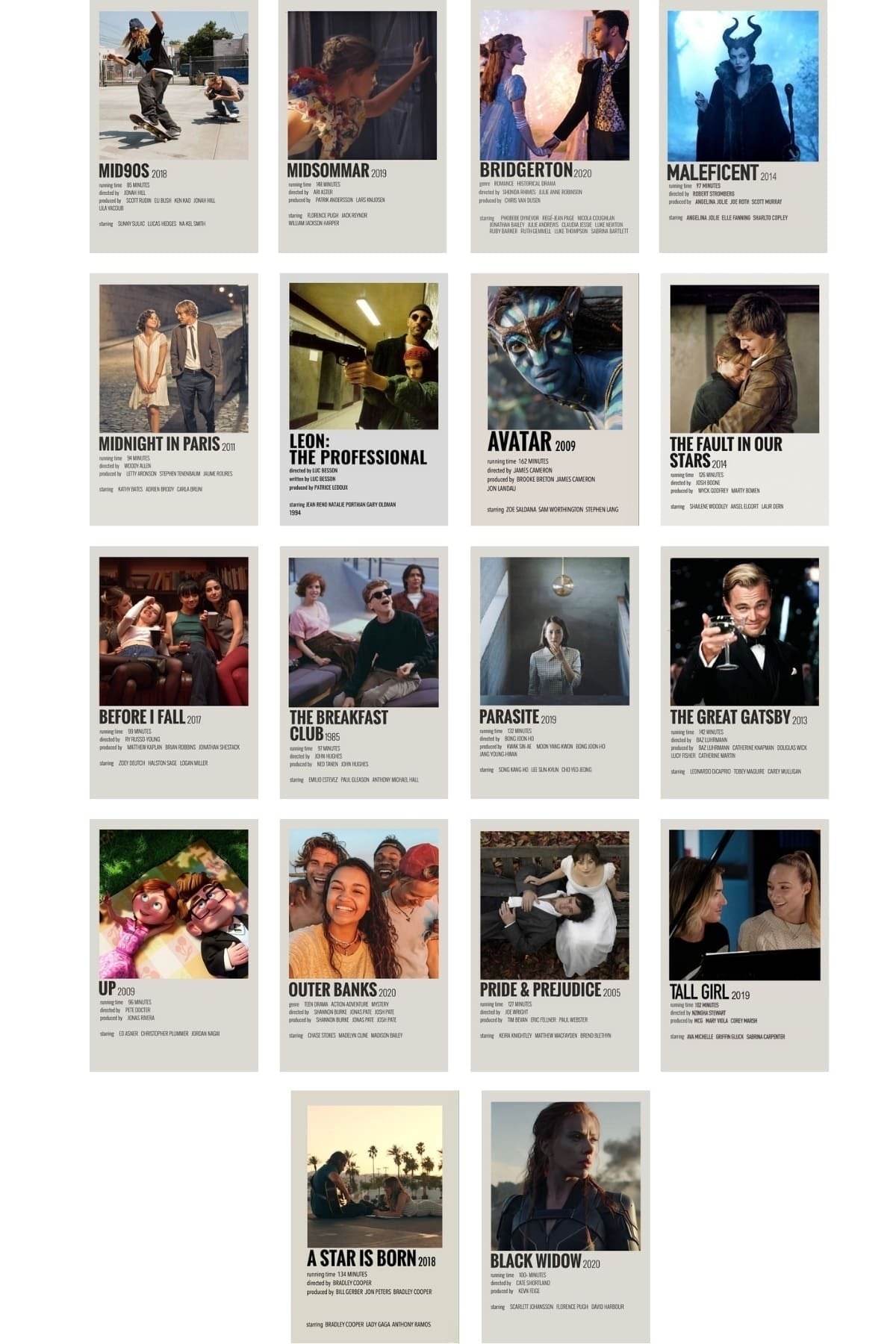 Film Afişleri Polaroid Duvar Poster Seti - Arkası Yapışkanlı Poster Kolaj Seti - 50 Adet