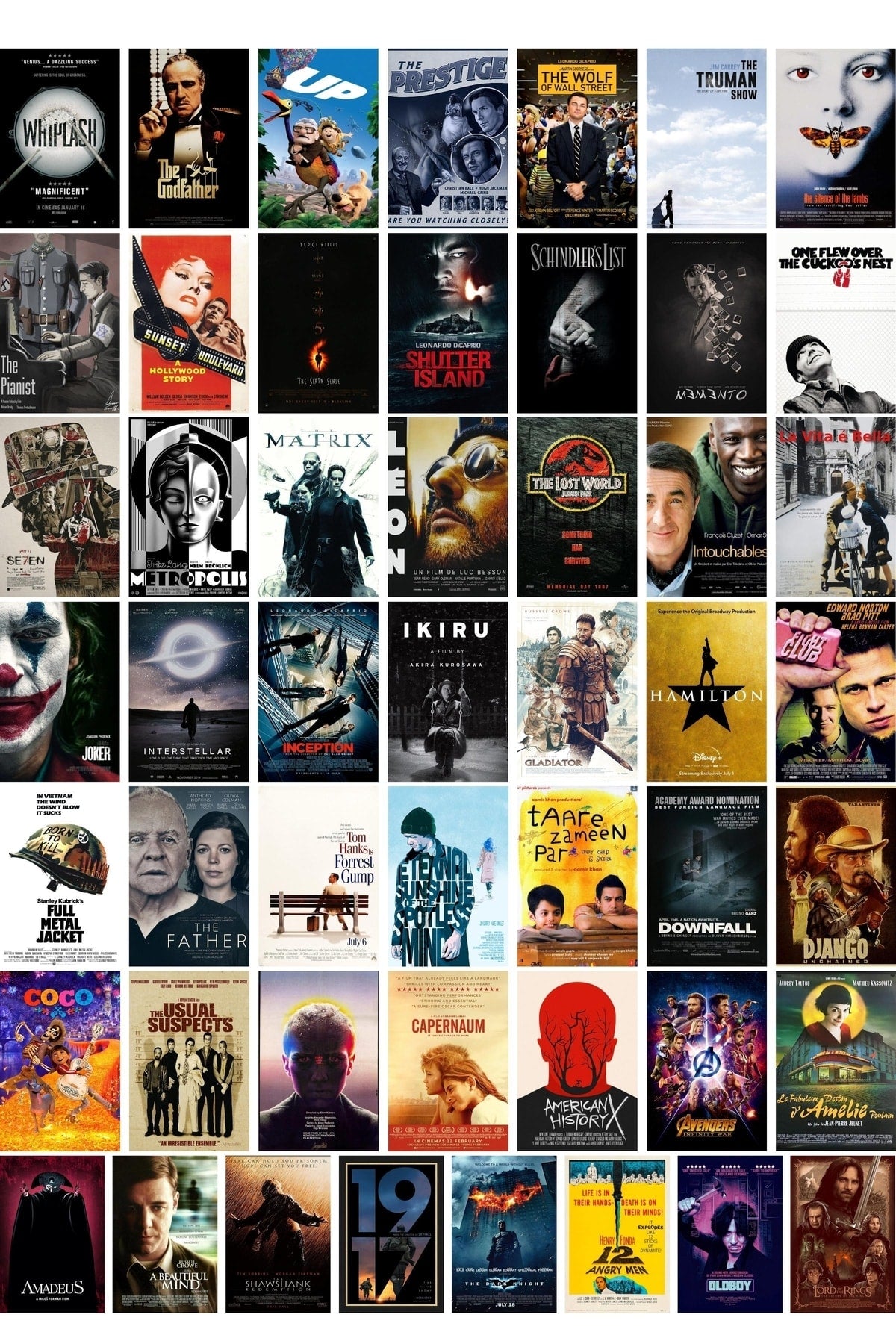 Film Posterleri - Duvar Posteri Kolaj Seti - 50 Adet - Arkası Yapışkanlı - 10cm*15cm - Kutulu Set