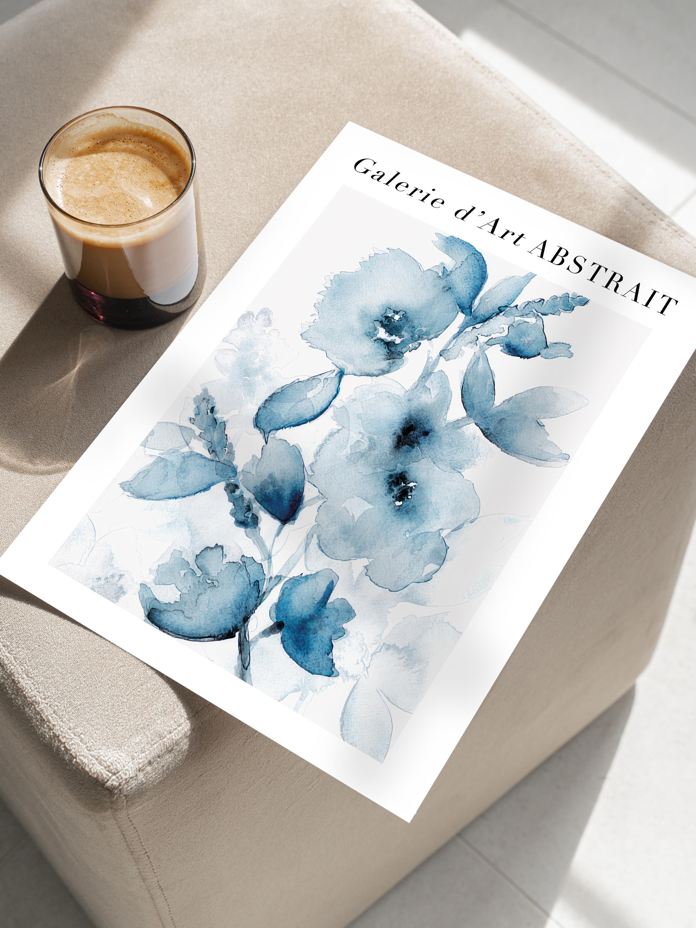 Fleurs Bleues No2 Poster, Çerçevesiz Duvar Posteri, Dikey Duvar Tablosu Comfort Serisi NO:108541
