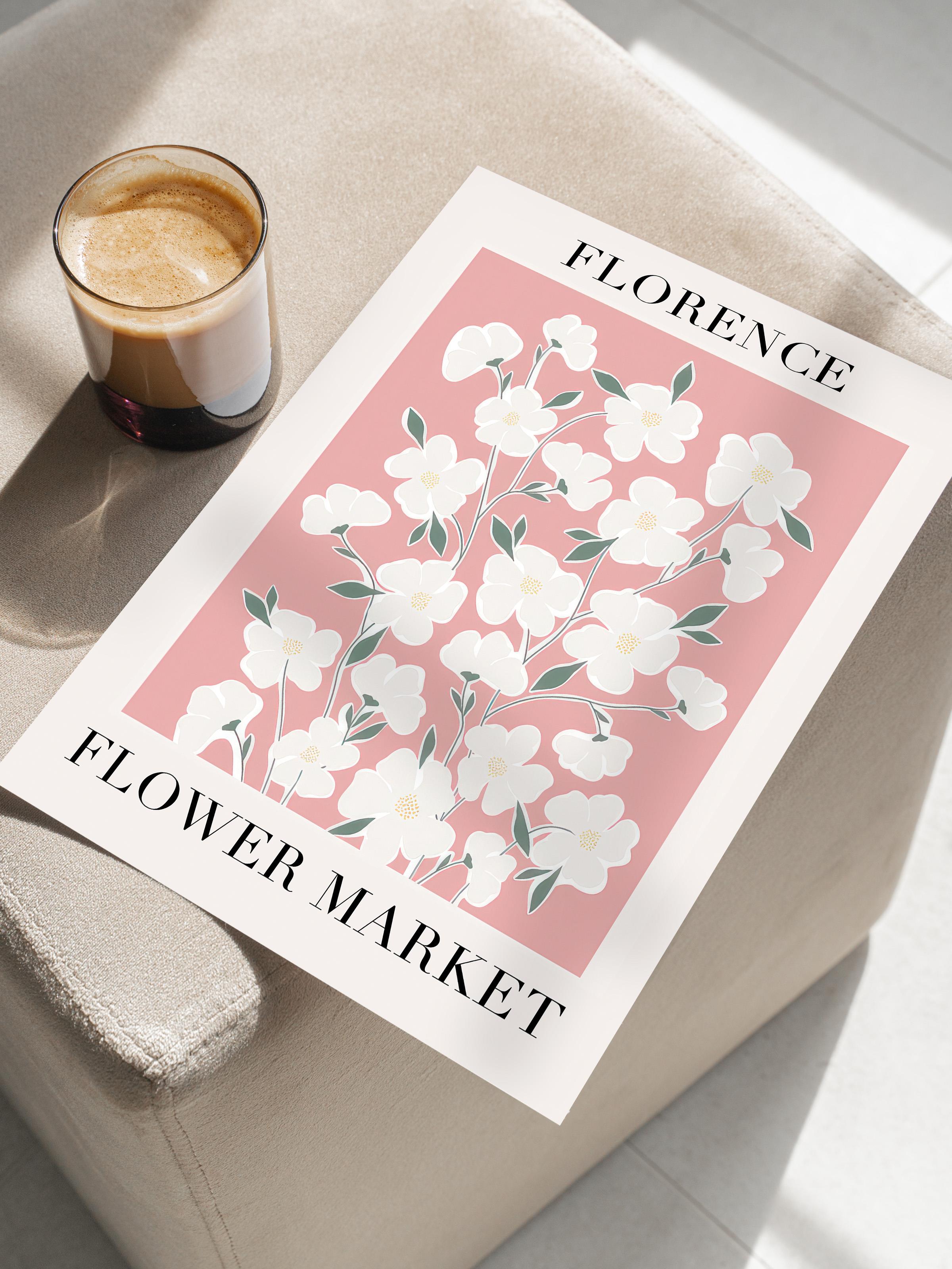 Flower Market Poster, Çerçevesiz Duvar Posteri, Dikey Duvar Tablosu Comfort Serisi NO:108534