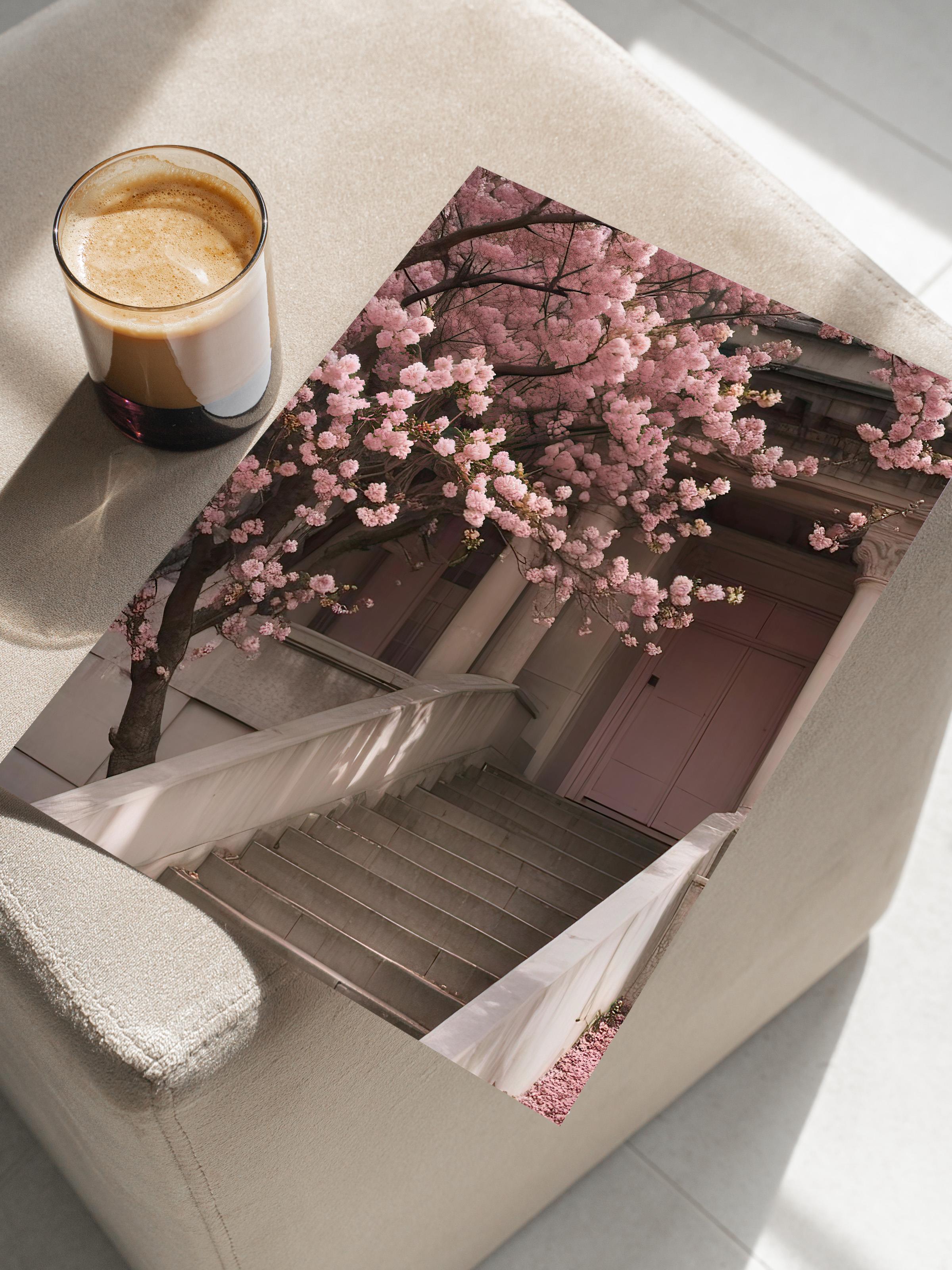 Flower Staircase Poster, Çerçevesiz Duvar Posteri, Dikey Duvar Tablosu Comfort Serisi NO:108368