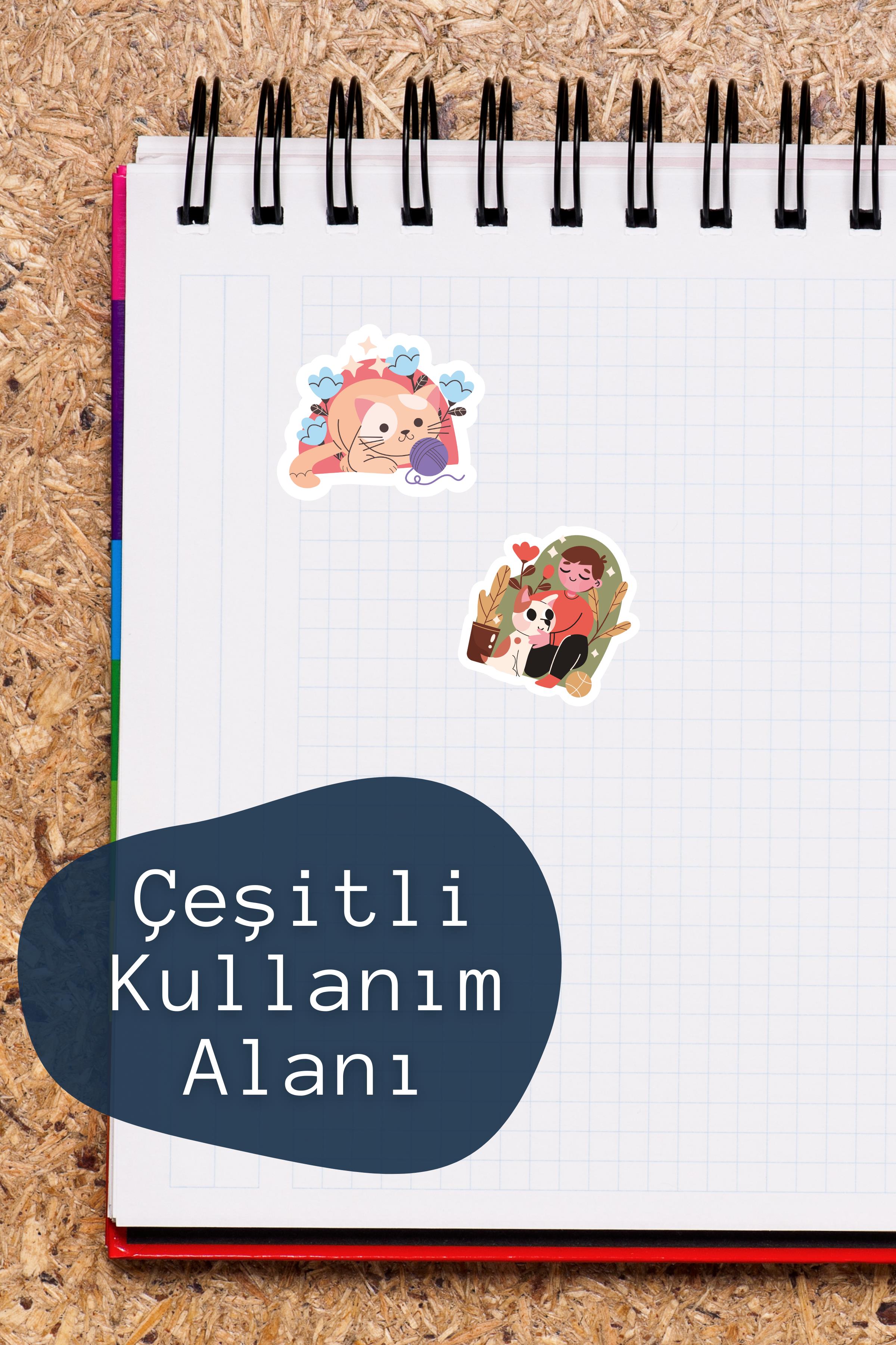Flowers Temalı Sticker ve Etiket Seti - Orta Boy - Su Geçirmez, Kalın Yapışkanlı Sticker Seti