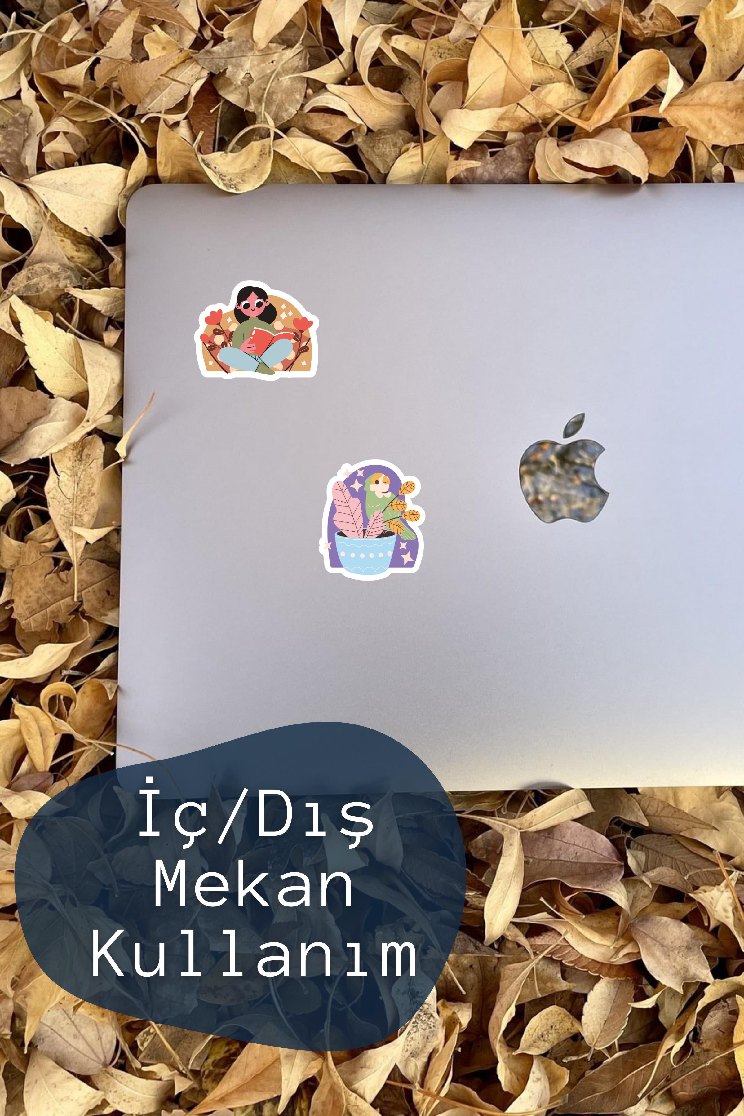 Flowers Temalı Sticker ve Etiket Seti - Orta Boy - Su Geçirmez, Kalın Yapışkanlı Sticker Seti