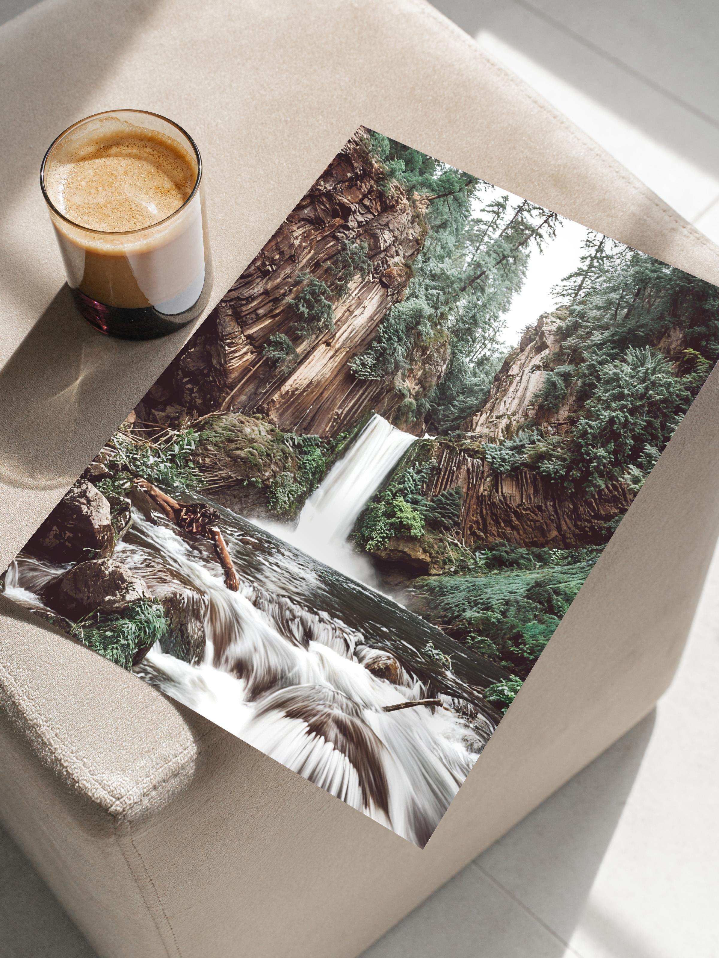 Forest Waterfall Poster, Çerçevesiz Duvar Posteri, Dikey Duvar Tablosu Comfort Serisi NO:108406