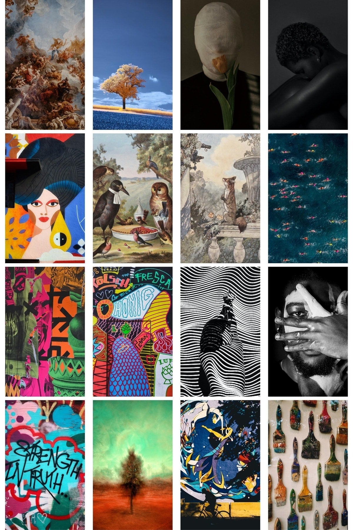 Fotoğraf Sanatı Kolaj Poster Seti - Kolaj Seti - Stiker Bant Hediyeli - 40 Adet 10*15cm - Kutulu Set