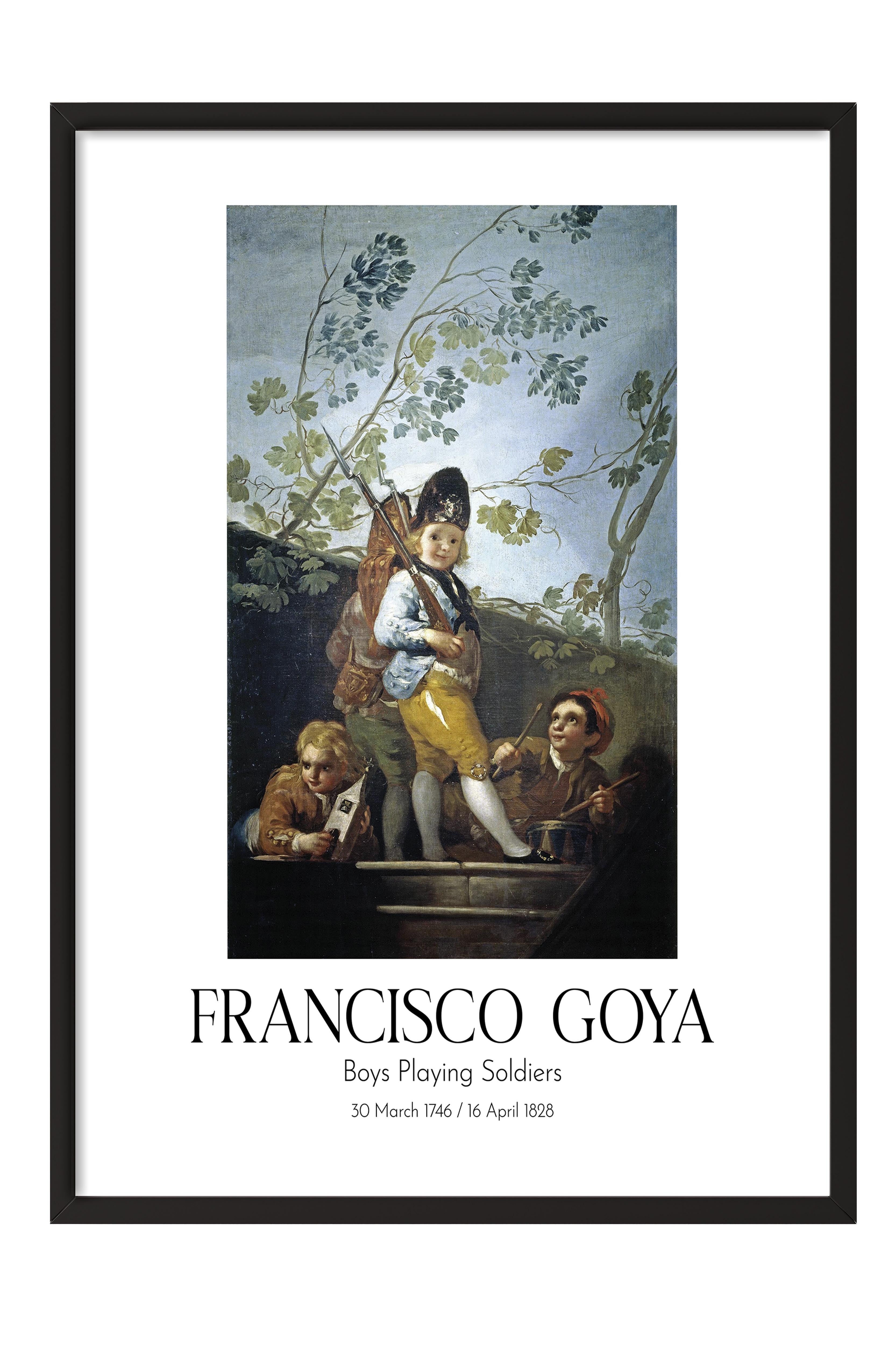 Francisco Goya - Boys Playing Soldiers, Siyah Çerçeveli Tablo, Sanat Serisi NO:111843