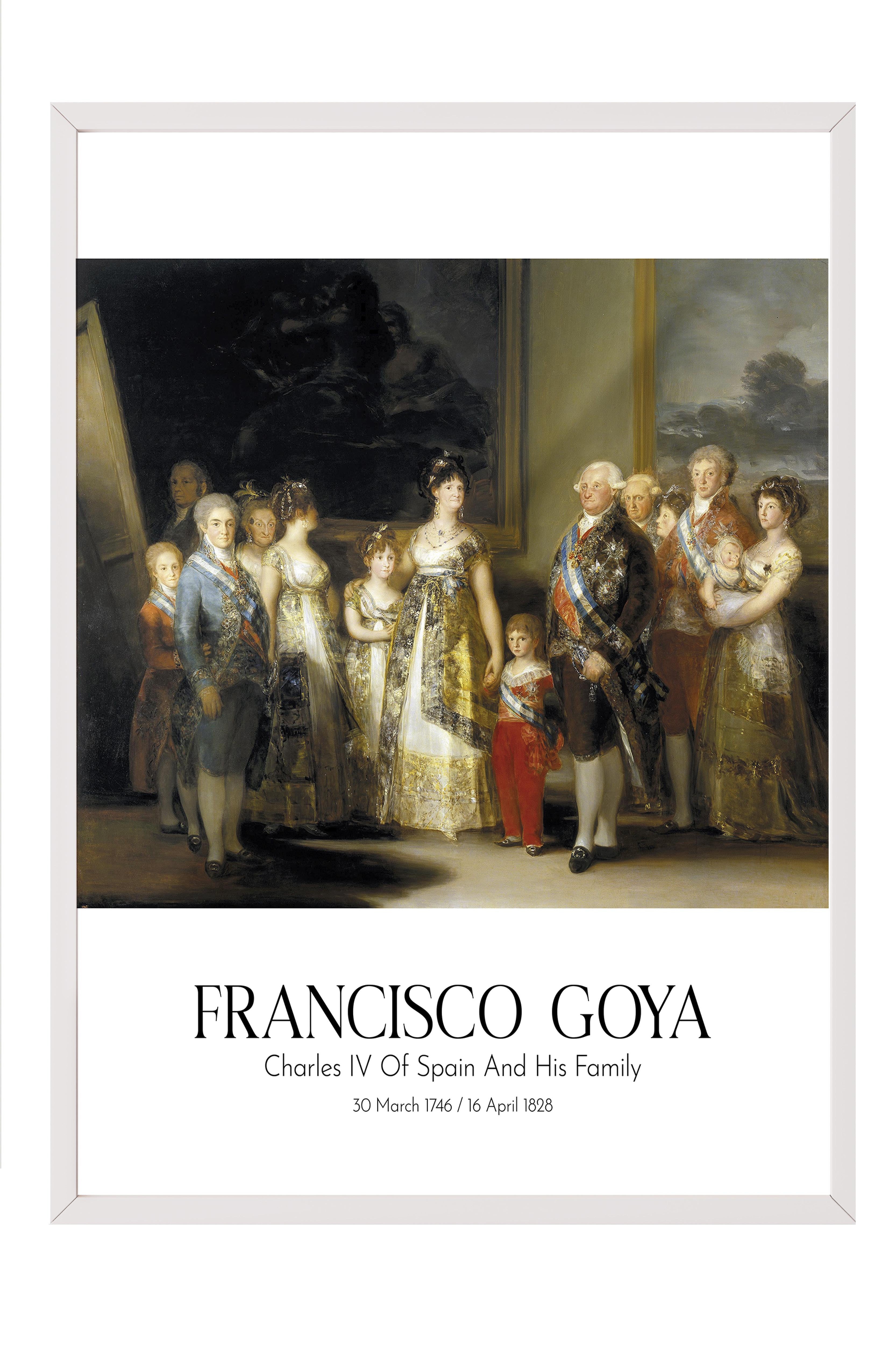 Francisco Goya - Charles Iv Of Spain And His Family, Beyaz Çerçeveli Tablo, Sanat Serisi NO:111844
