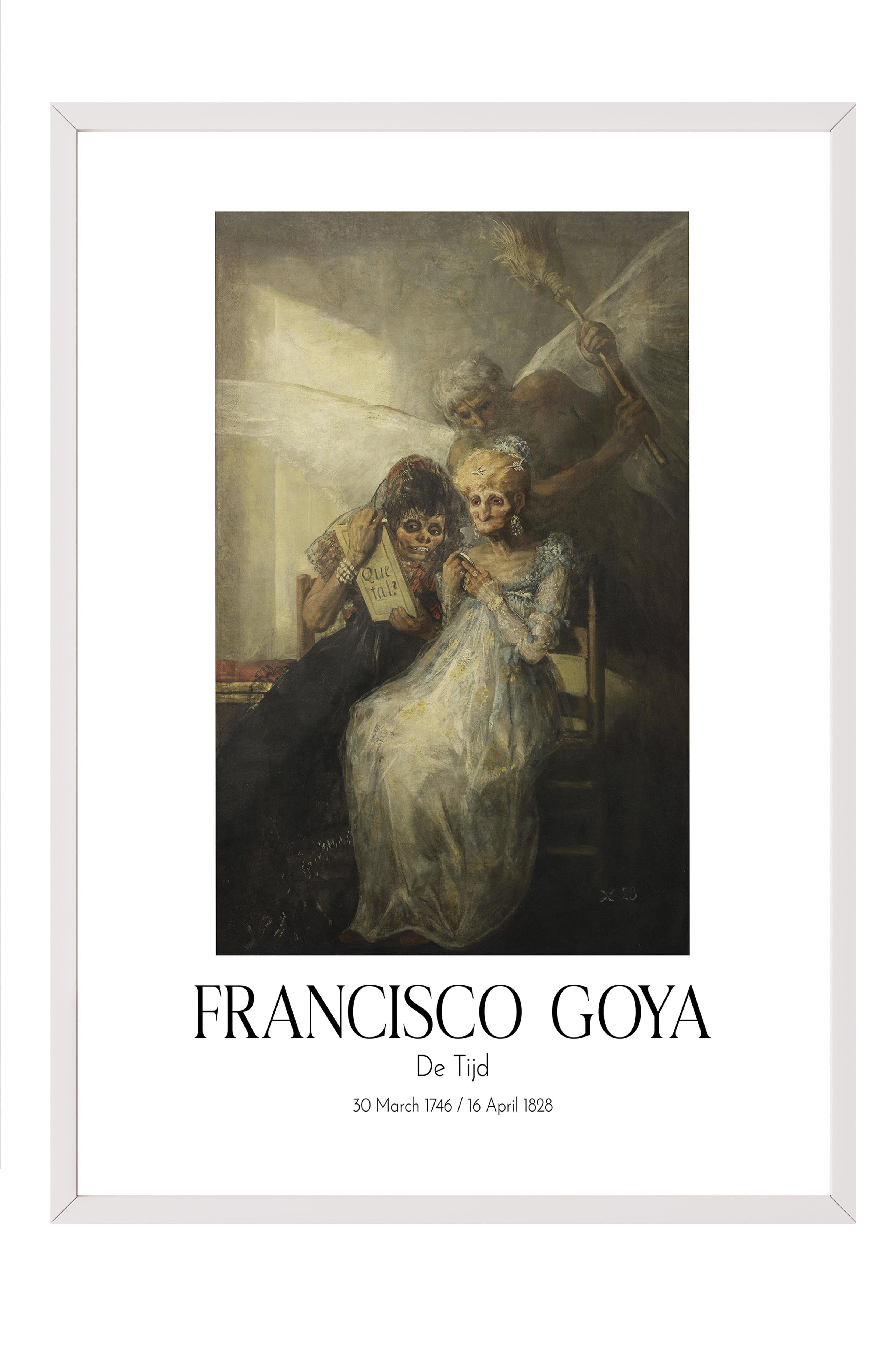 Francisco Goya - De Tijd, Beyaz Çerçeveli Tablo, Sanat Serisi NO:111845