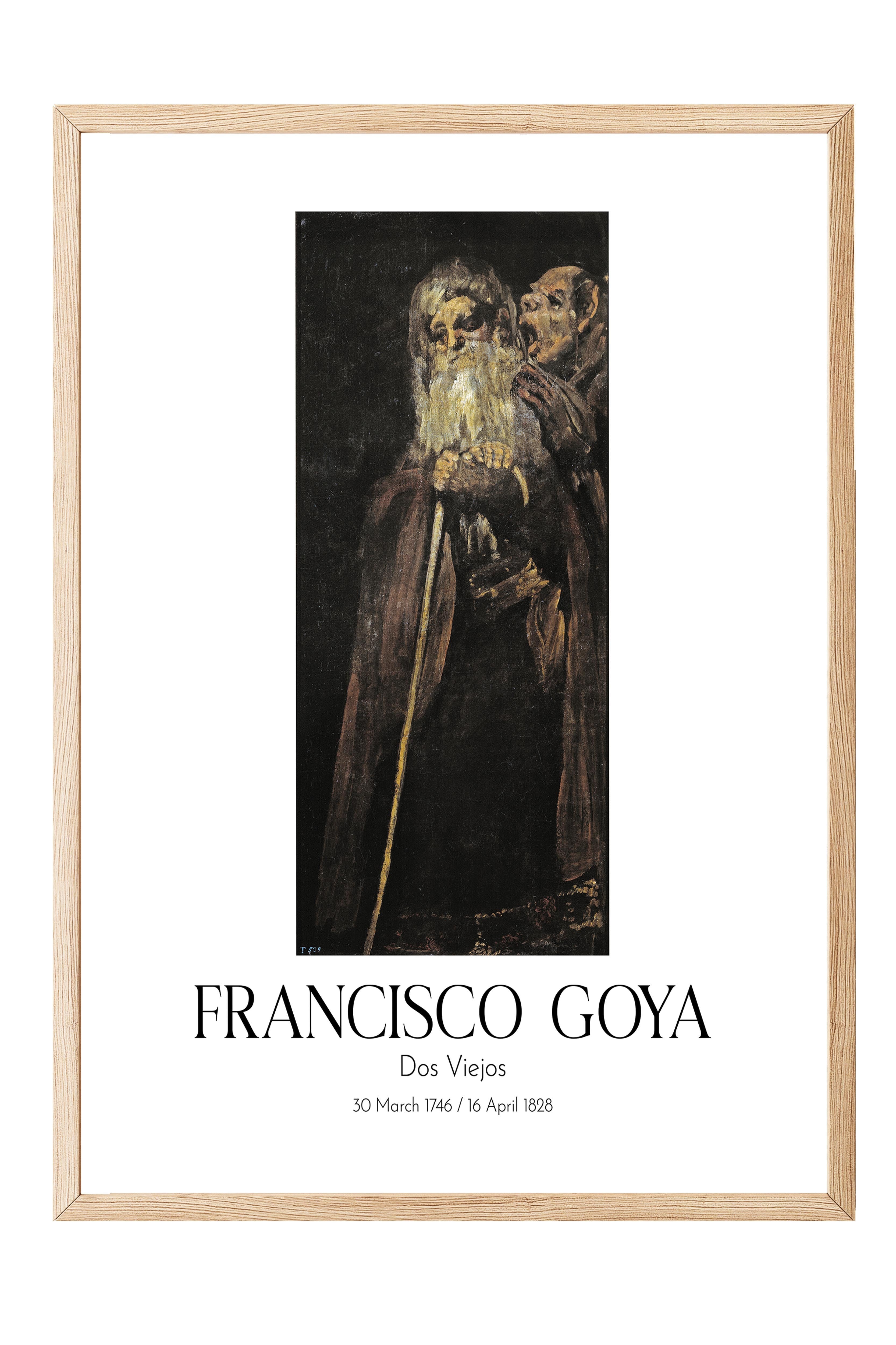 Francisco Goya - Dos Viejos, Ahşap Çerçeveli Tablo, Sanat Serisi NO:111848