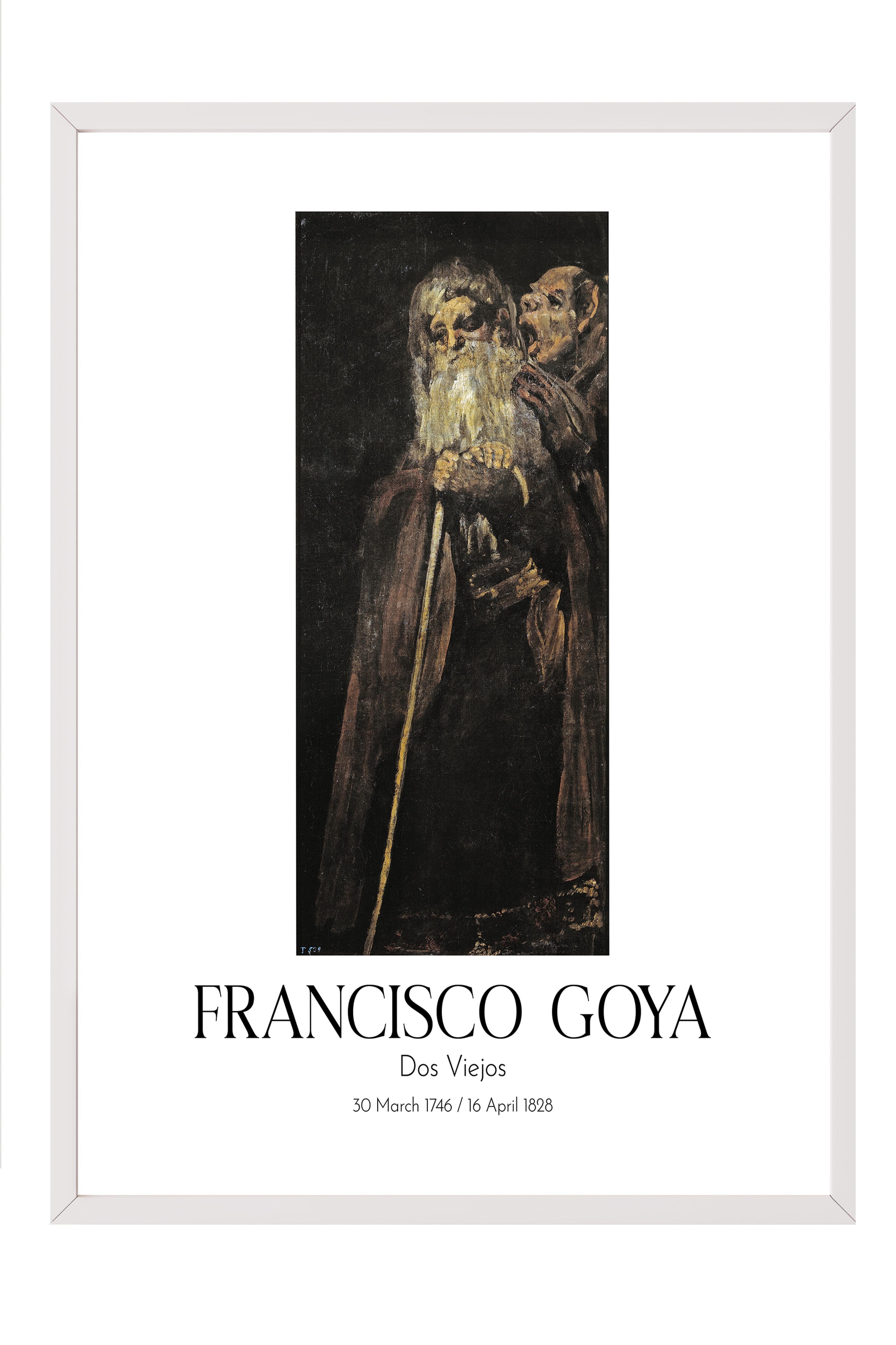 Francisco Goya - Dos Viejos, Beyaz Çerçeveli Tablo, Sanat Serisi NO:111848