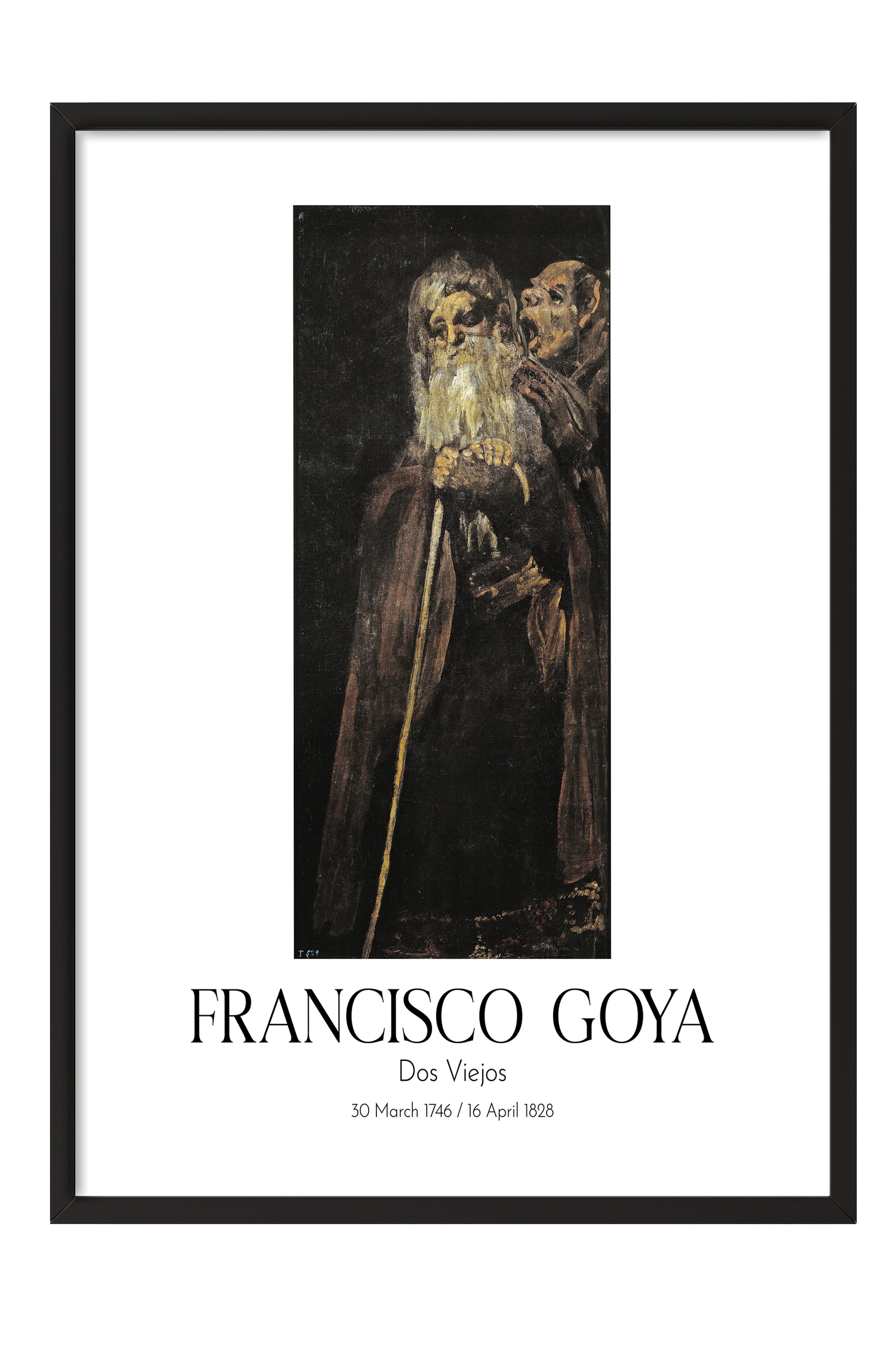 Francisco Goya - Dos Viejos, Siyah Çerçeveli Tablo, Sanat Serisi NO:111848