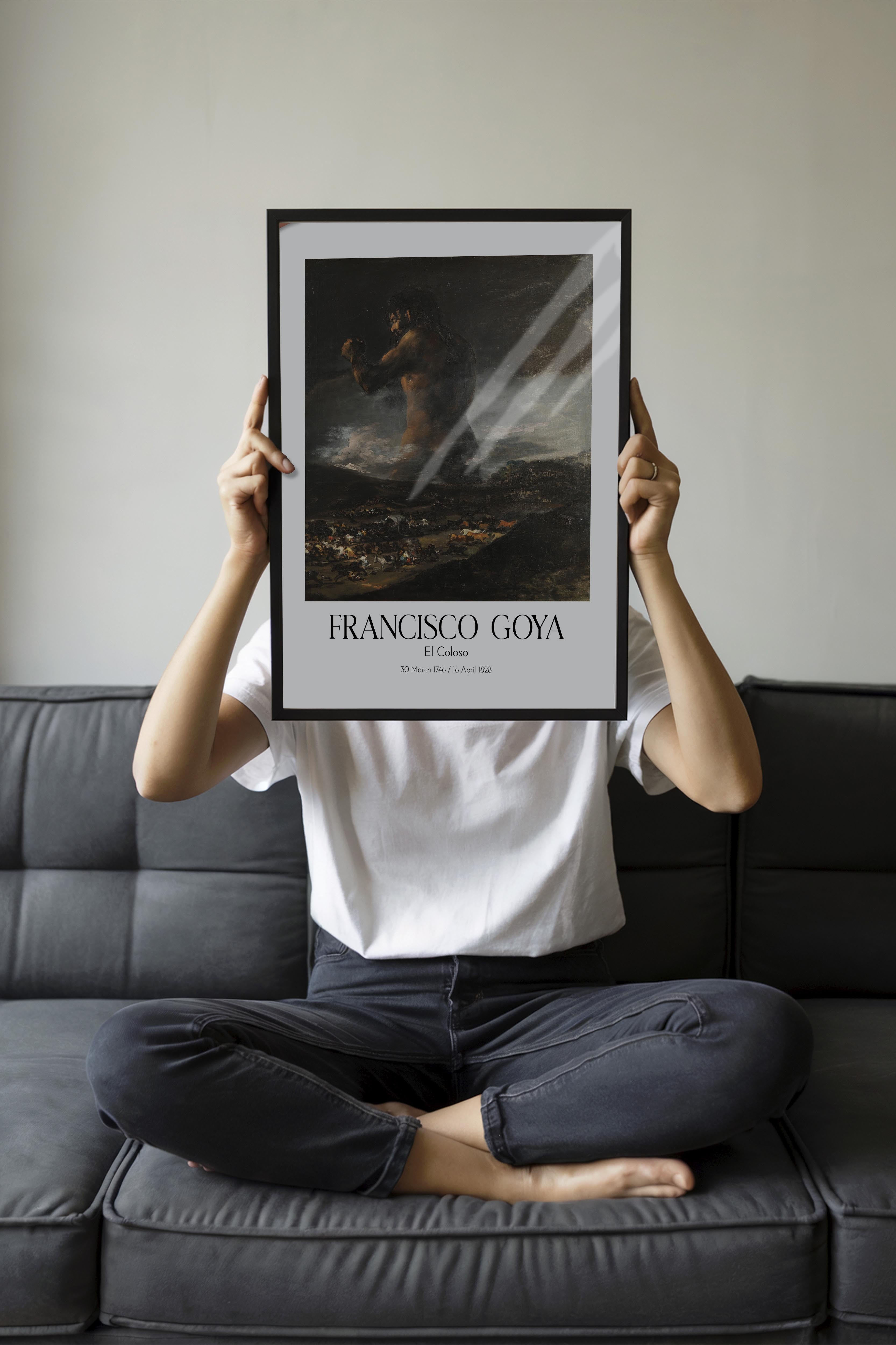 Francisco Goya - El Coloso, Siyah Çerçeveli Tablo, Sanat Serisi NO:111850