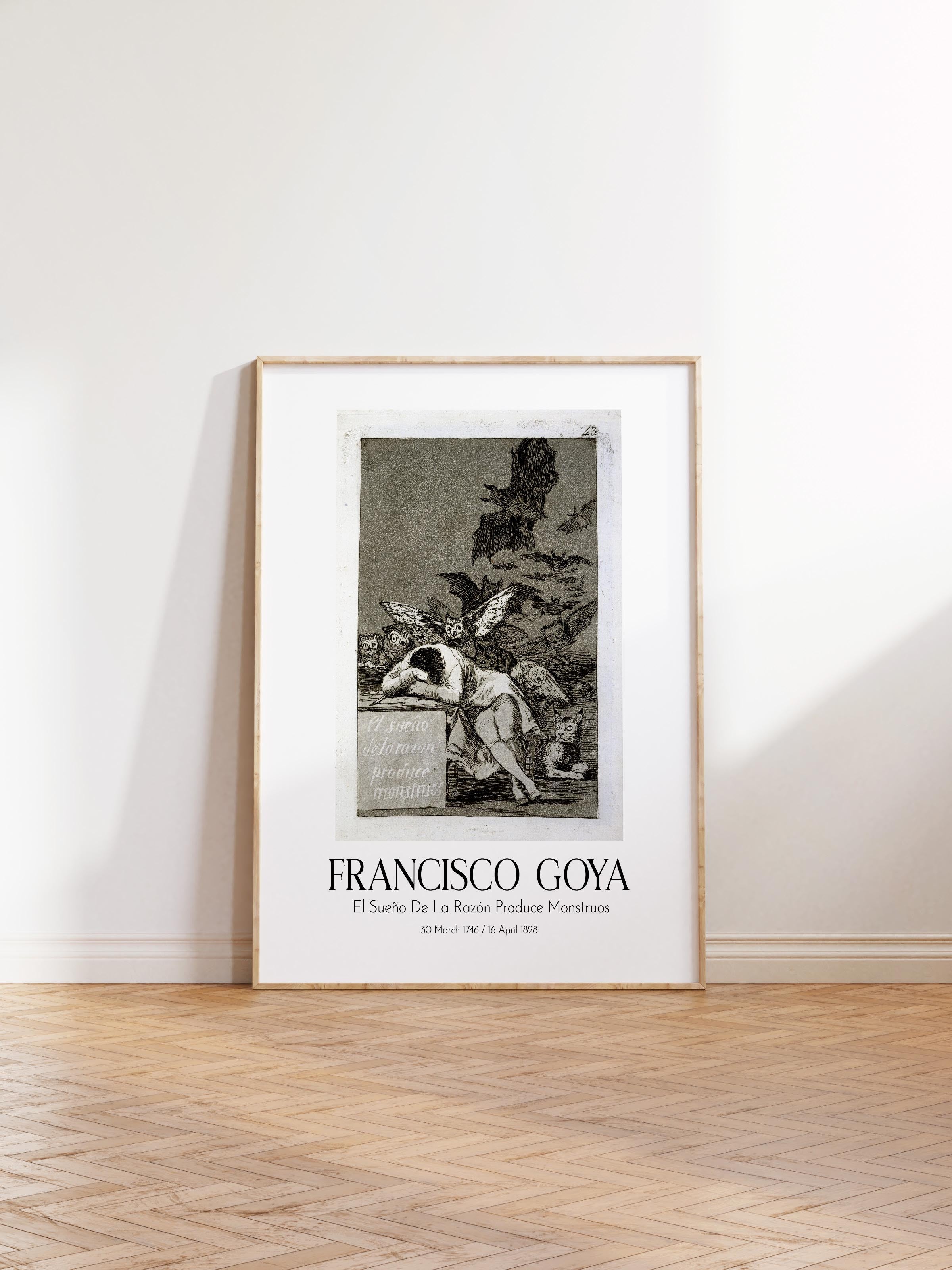 Francisco Goya - El Sueño De La Razón Produce Monstruos, Ahşap Çerçeveli Tablo, Sanat Serisi NO:111851