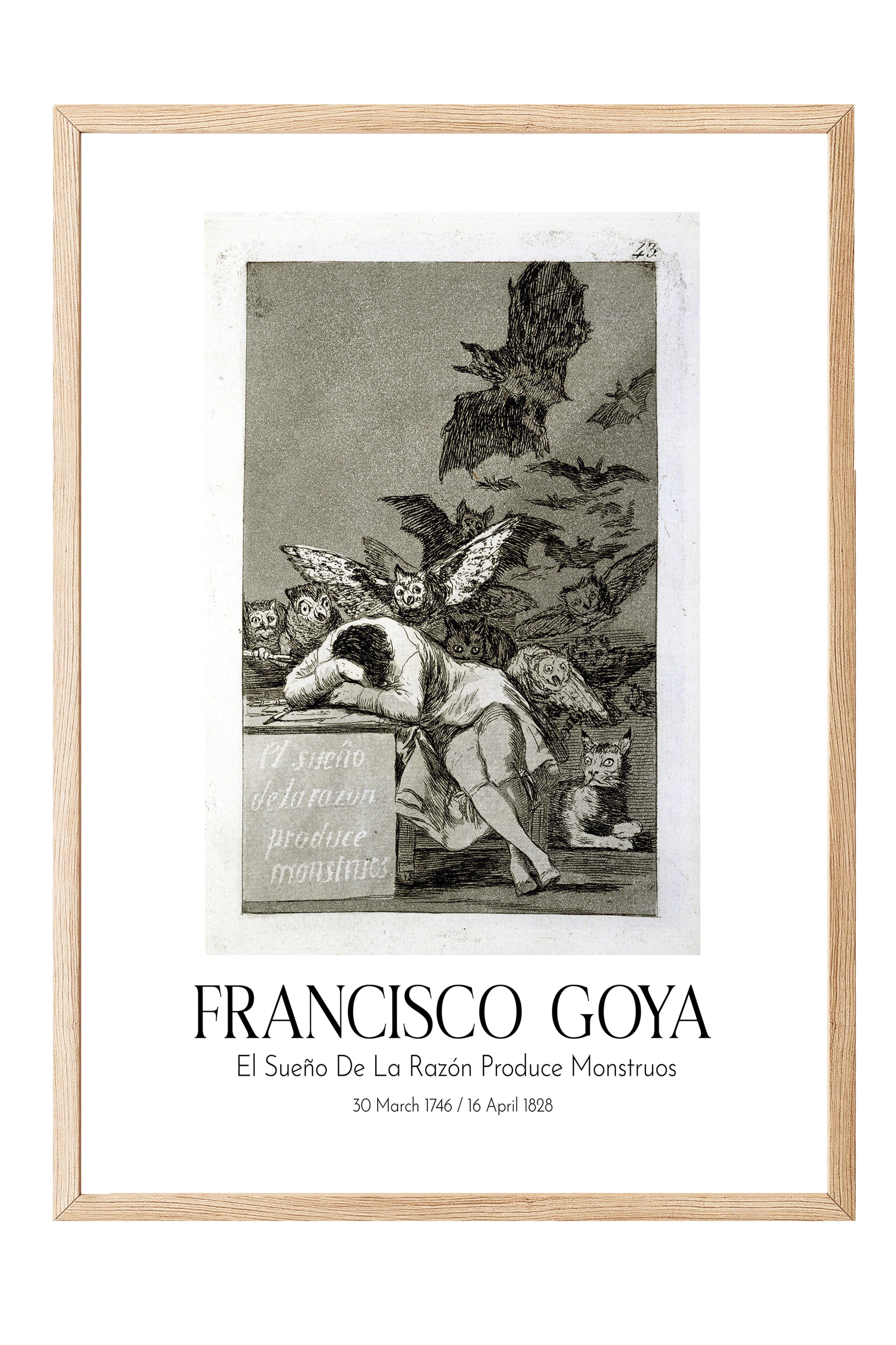 Francisco Goya - El Sueño De La Razón Produce Monstruos, Ahşap Çerçeveli Tablo, Sanat Serisi NO:111851