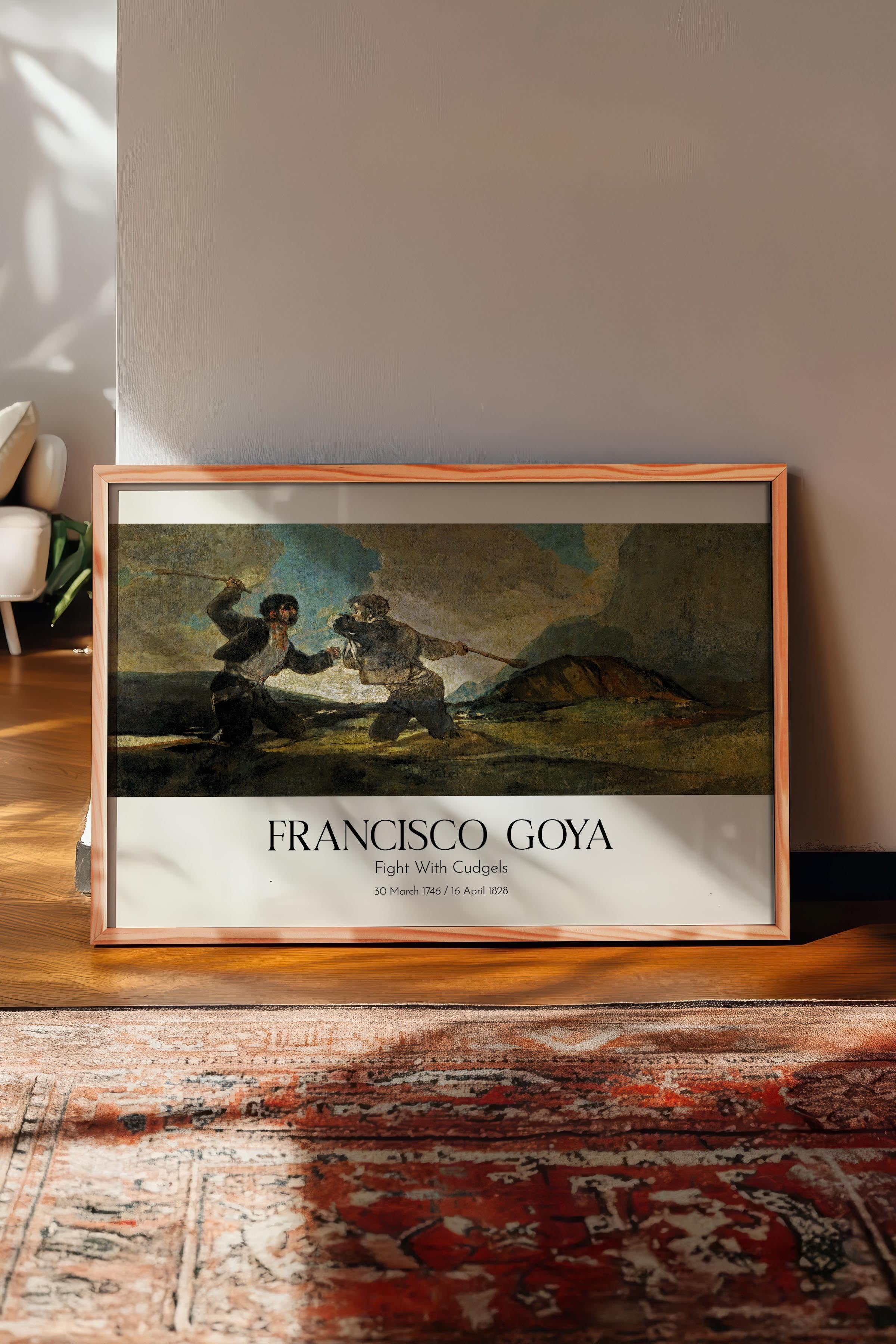 Francisco Goya - Fight With Cudgels, Ahşap Çerçeveli Tablo, Sanat Serisi NO:111876
