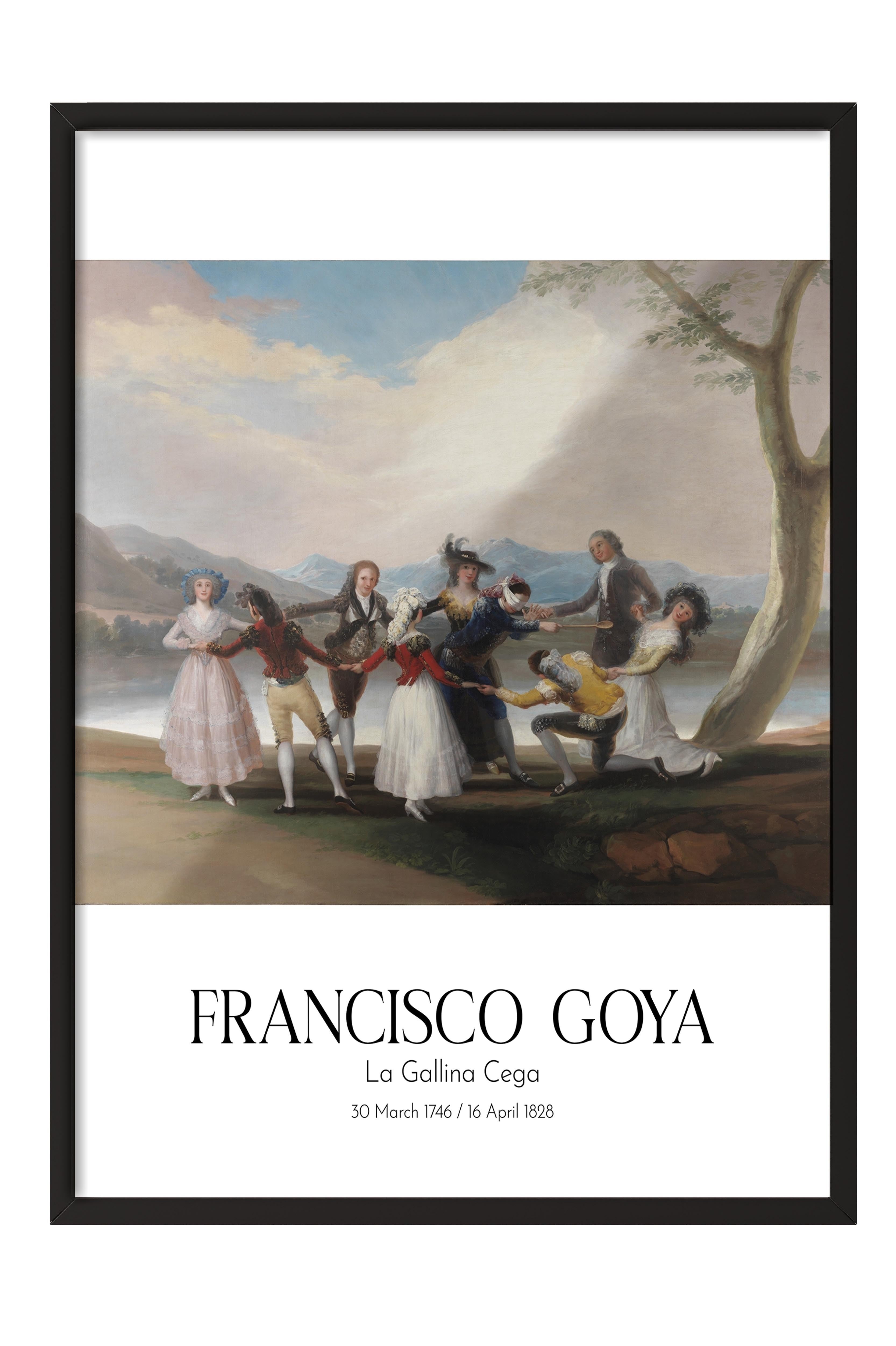 Francisco Goya - La Gallina Cega, Siyah Çerçeveli Tablo, Sanat Serisi NO:111856