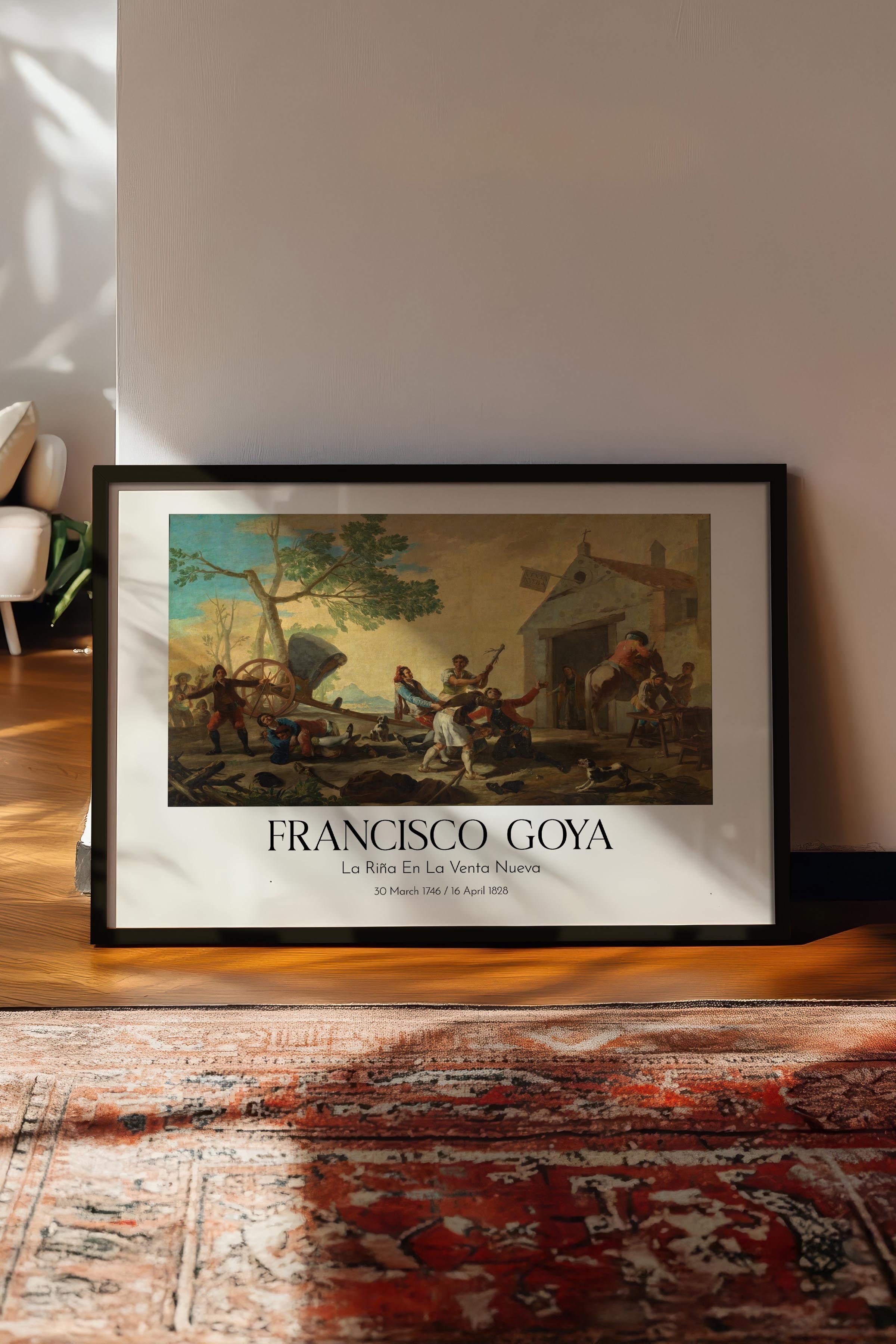 Francisco Goya - La Riña En La Venta Nueva, Siyah Çerçeveli Tablo, Sanat Serisi NO:111877