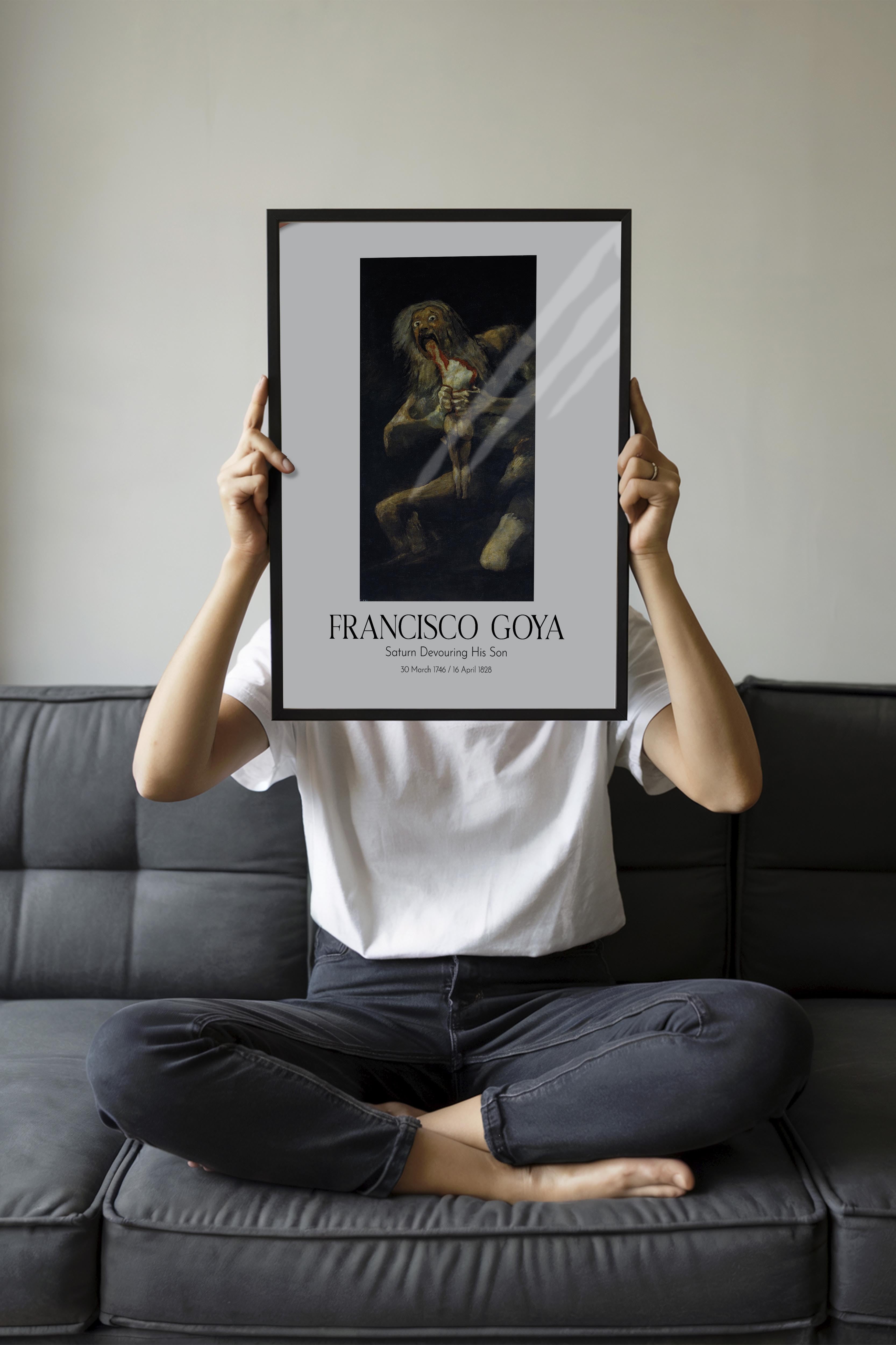 Francisco Goya - Saturn Devouring His Son, Siyah Çerçeveli Tablo, Sanat Serisi NO:111861