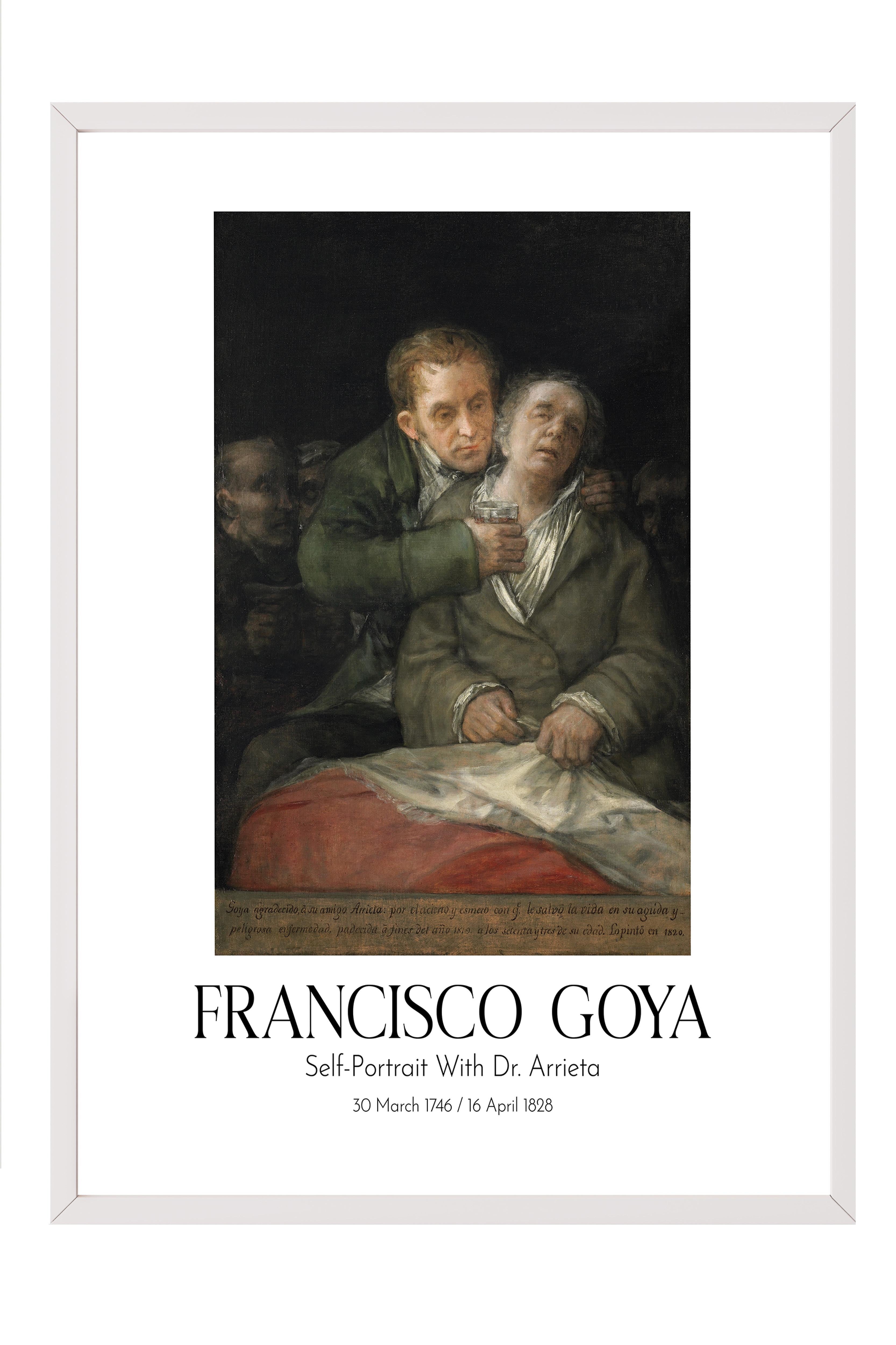 Francisco Goya - Self-Portrait With Dr. Arrieta, Beyaz Çerçeveli Tablo, Sanat Serisi NO:111862