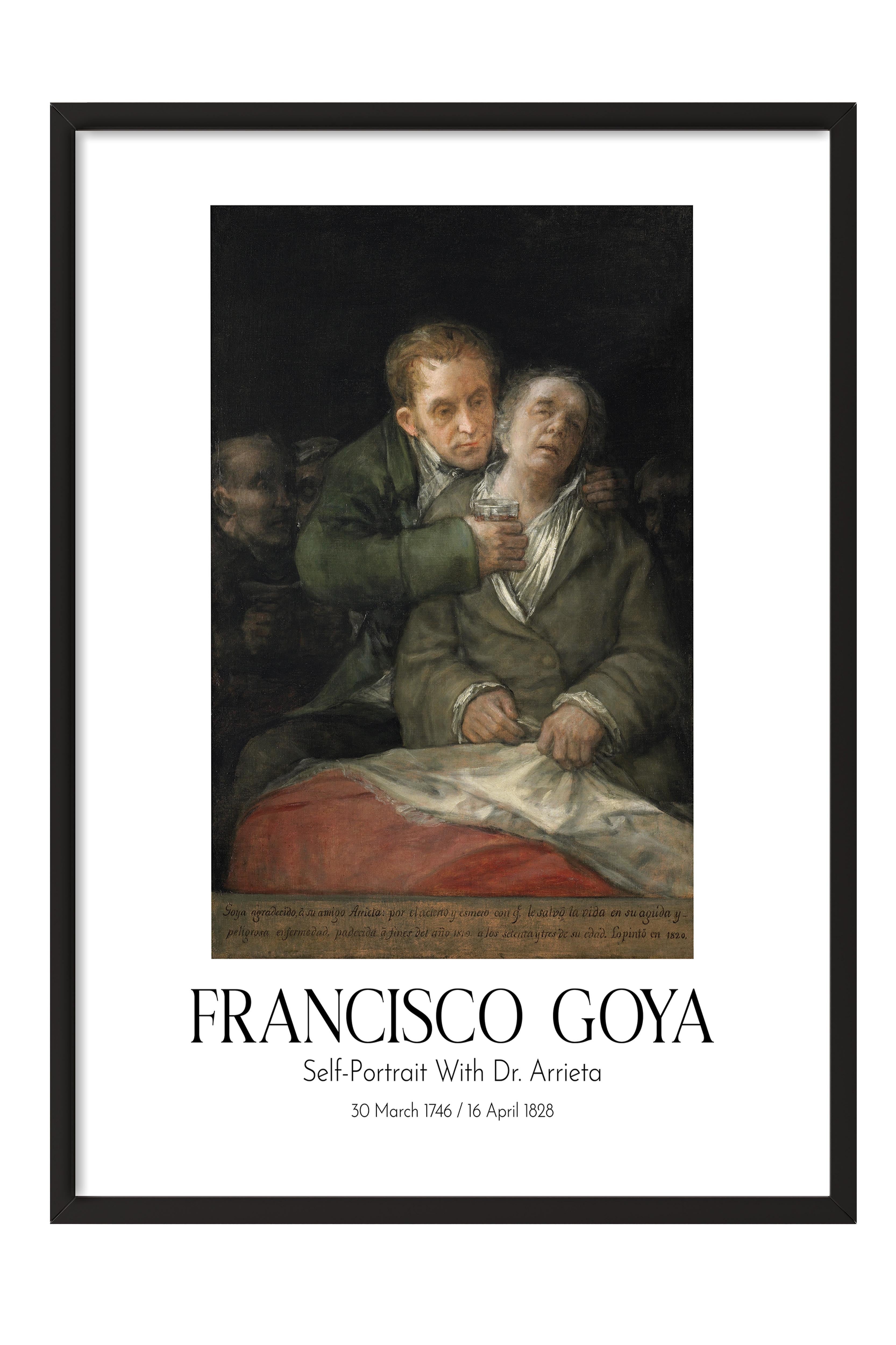 Francisco Goya - Self-Portrait With Dr. Arrieta, Siyah Çerçeveli Tablo, Sanat Serisi NO:111862