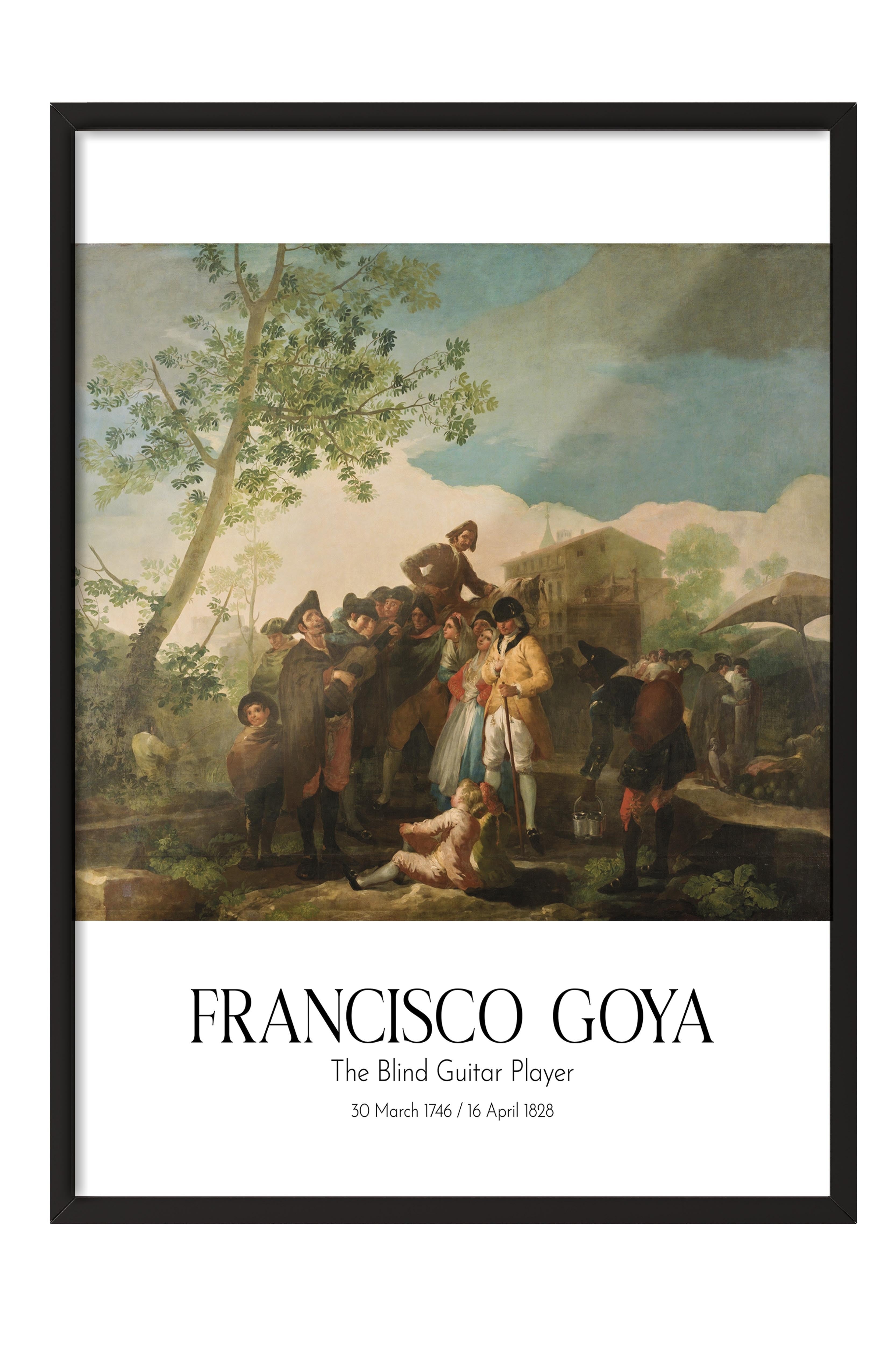 Francisco Goya - The Blind Guitar Player, Siyah Çerçeveli Tablo, Sanat Serisi NO:111865