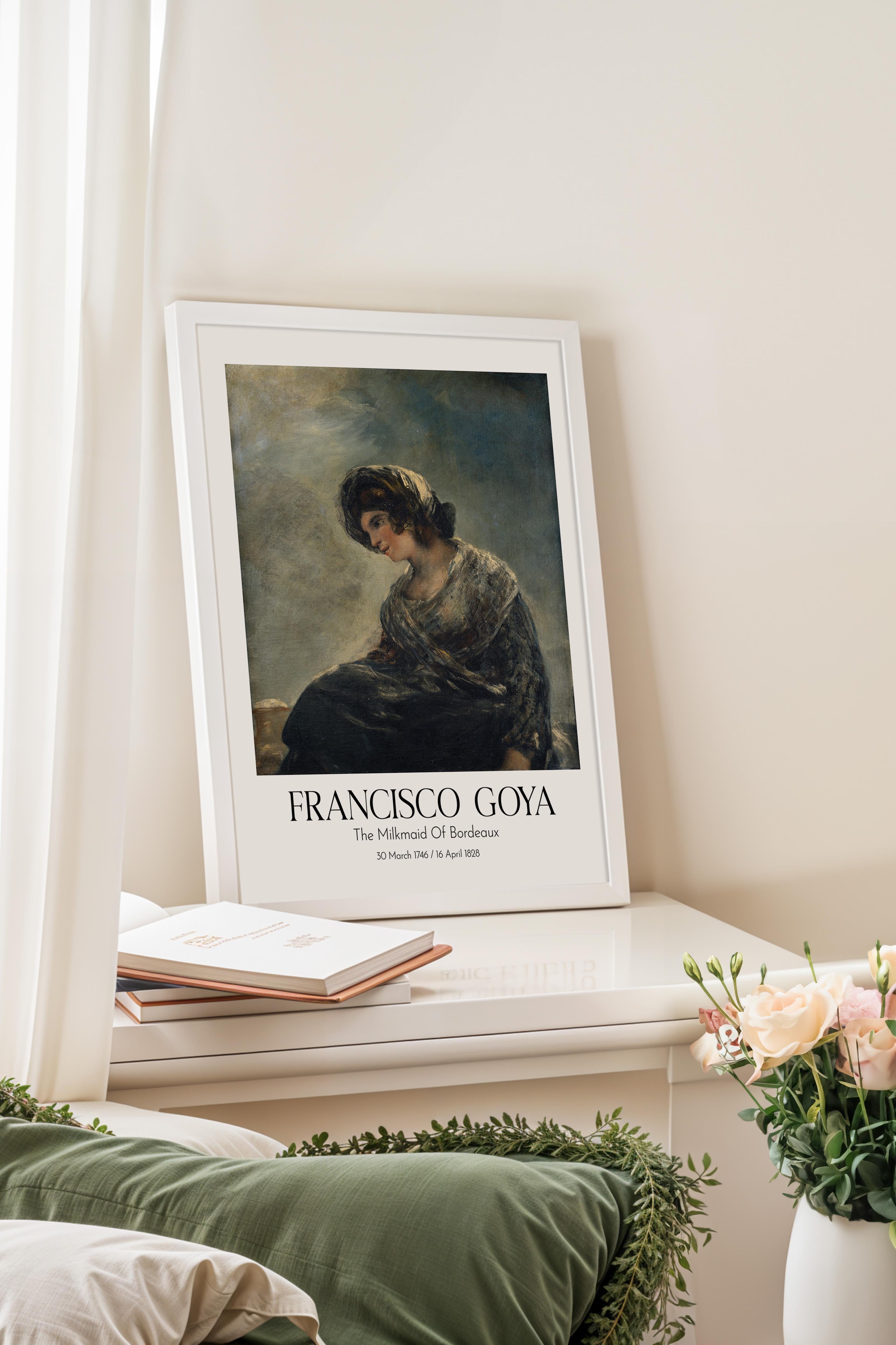 Francisco Goya - The Milkmaid Of Bordeaux, Beyaz Çerçeveli Tablo, Sanat Serisi NO:111868