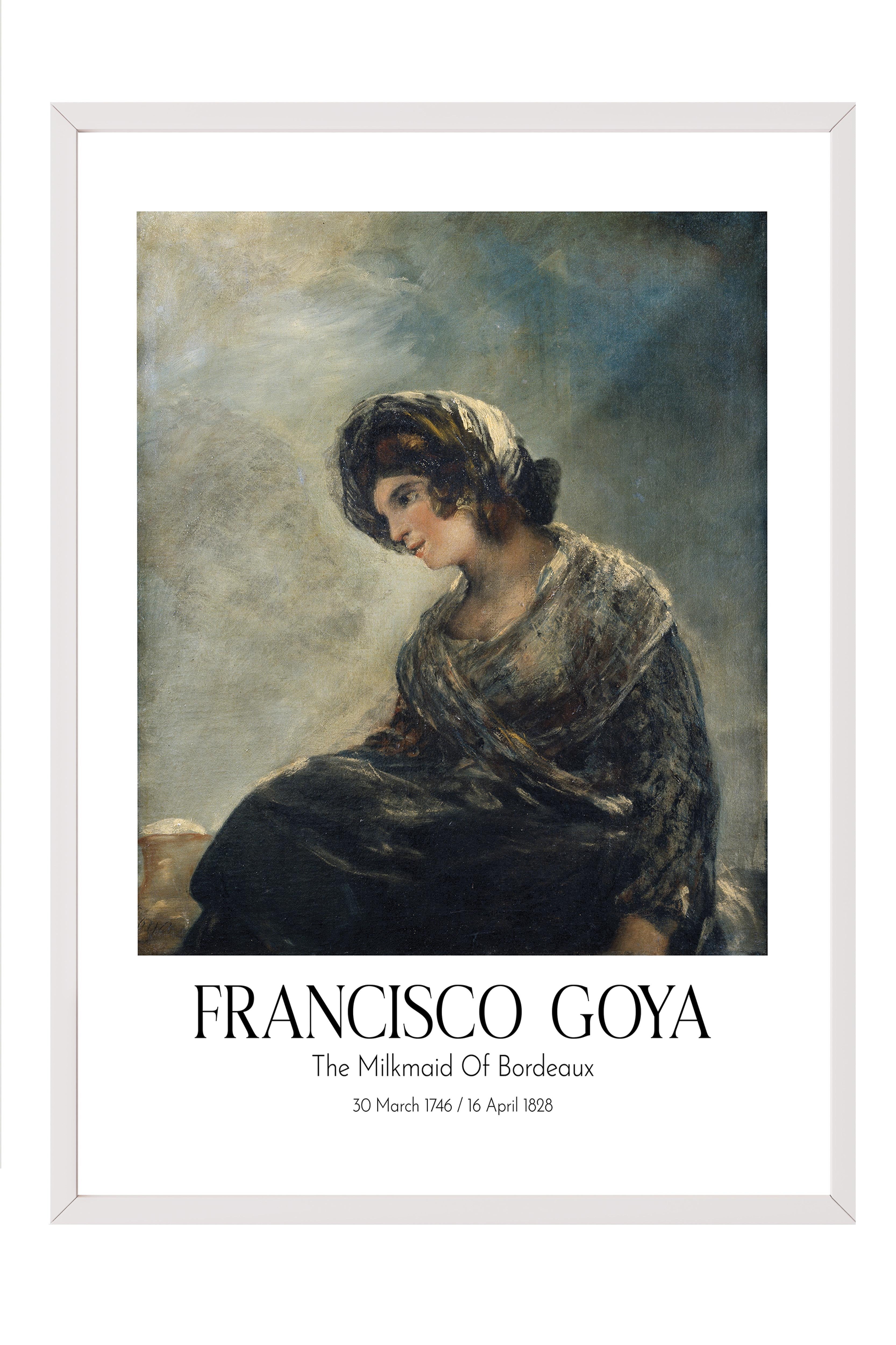 Francisco Goya - The Milkmaid Of Bordeaux, Beyaz Çerçeveli Tablo, Sanat Serisi NO:111868