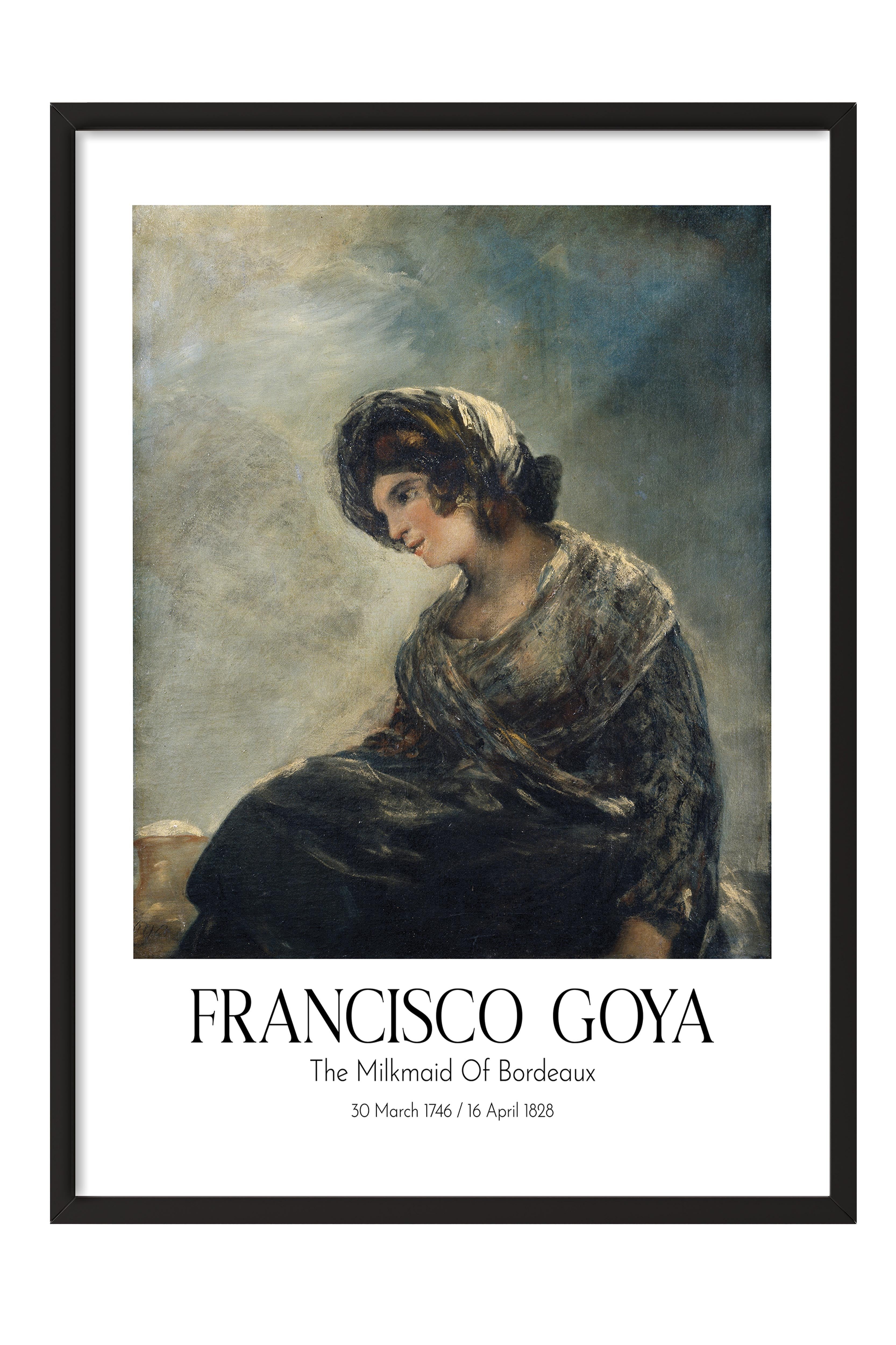Francisco Goya - The Milkmaid Of Bordeaux, Siyah Çerçeveli Tablo, Sanat Serisi NO:111868