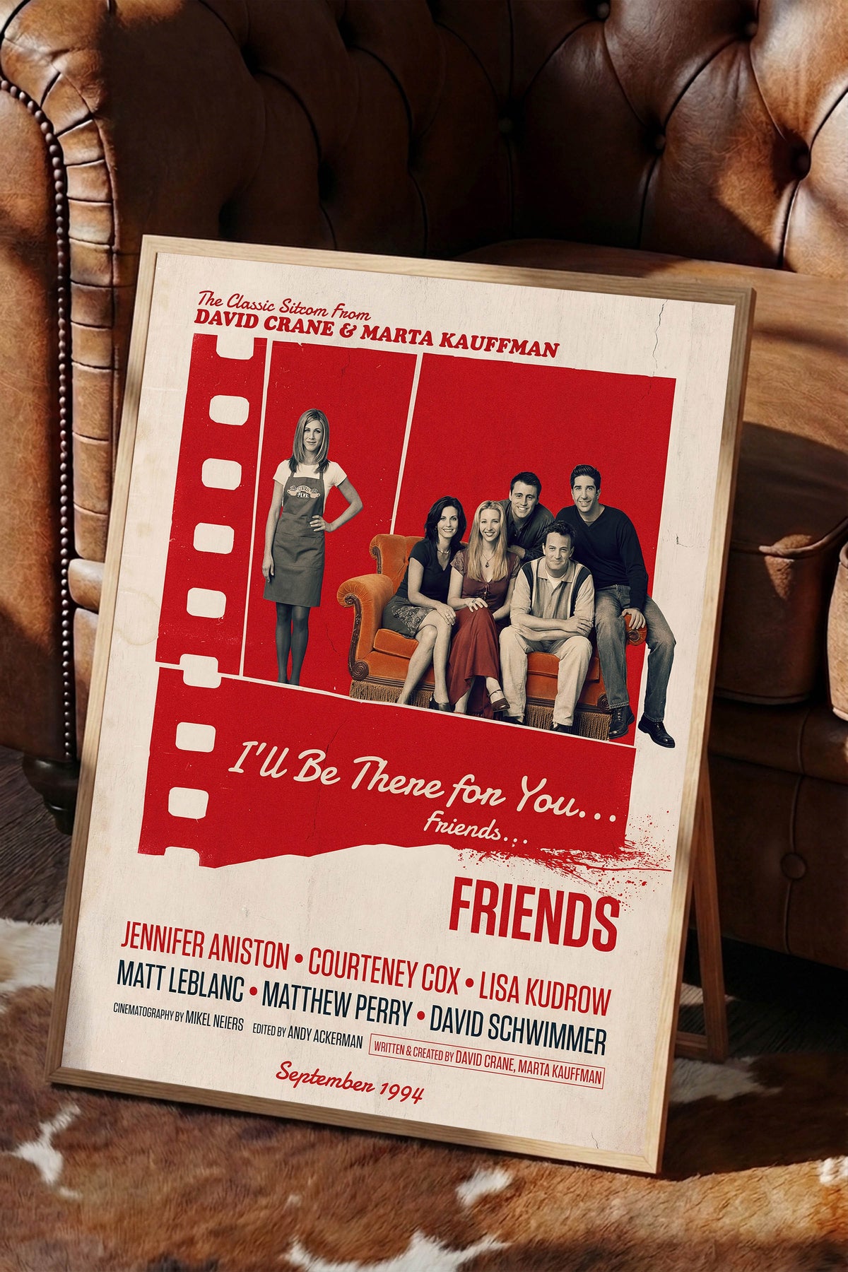 Friends Ahşap Çerçeveli Poster, Sinema ve Dizi Tablo, Film Dizi Afişleri NO:112846