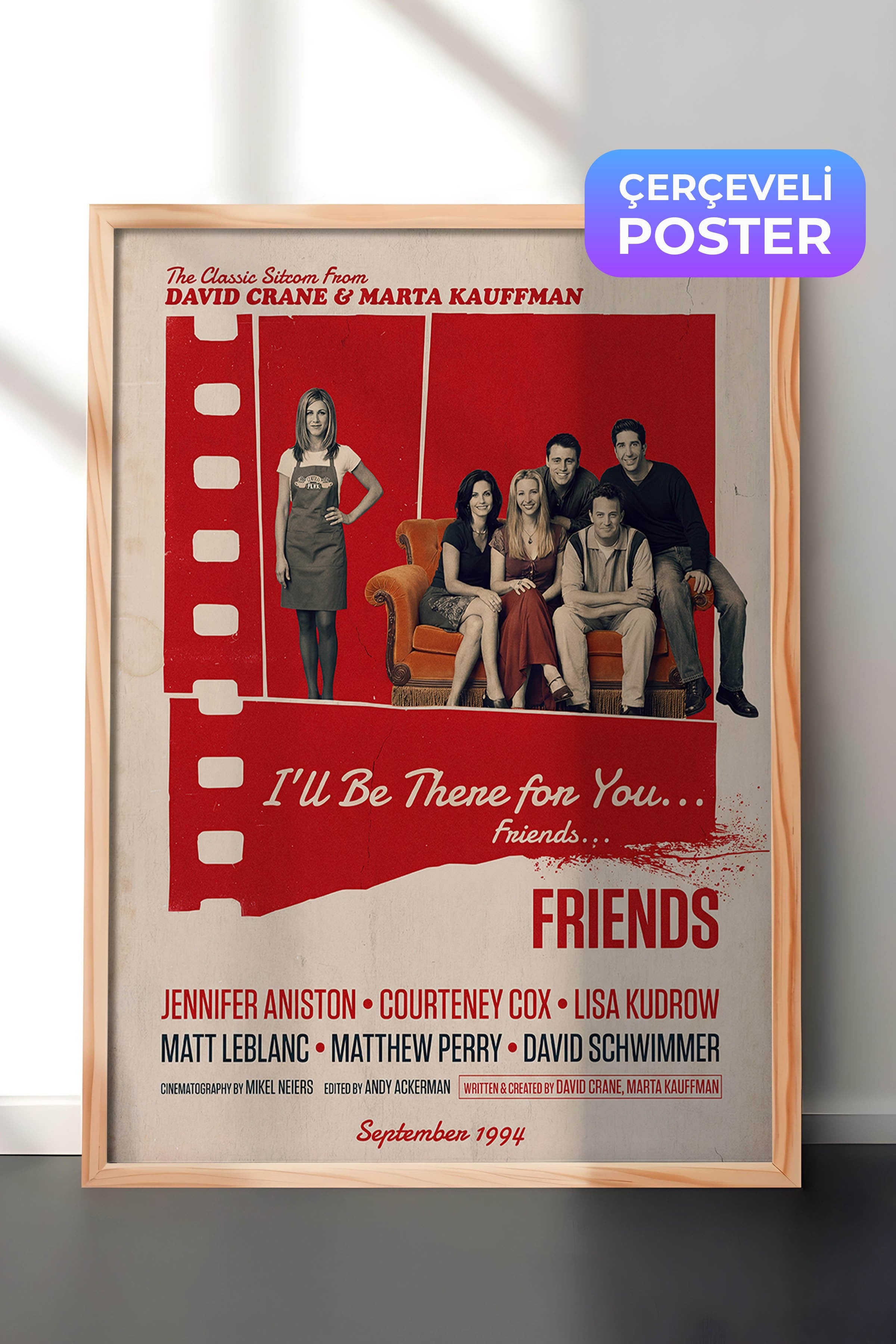 Friends Ahşap Çerçeveli Poster, Sinema ve Dizi Tablo, Film Dizi Afişleri NO:112846