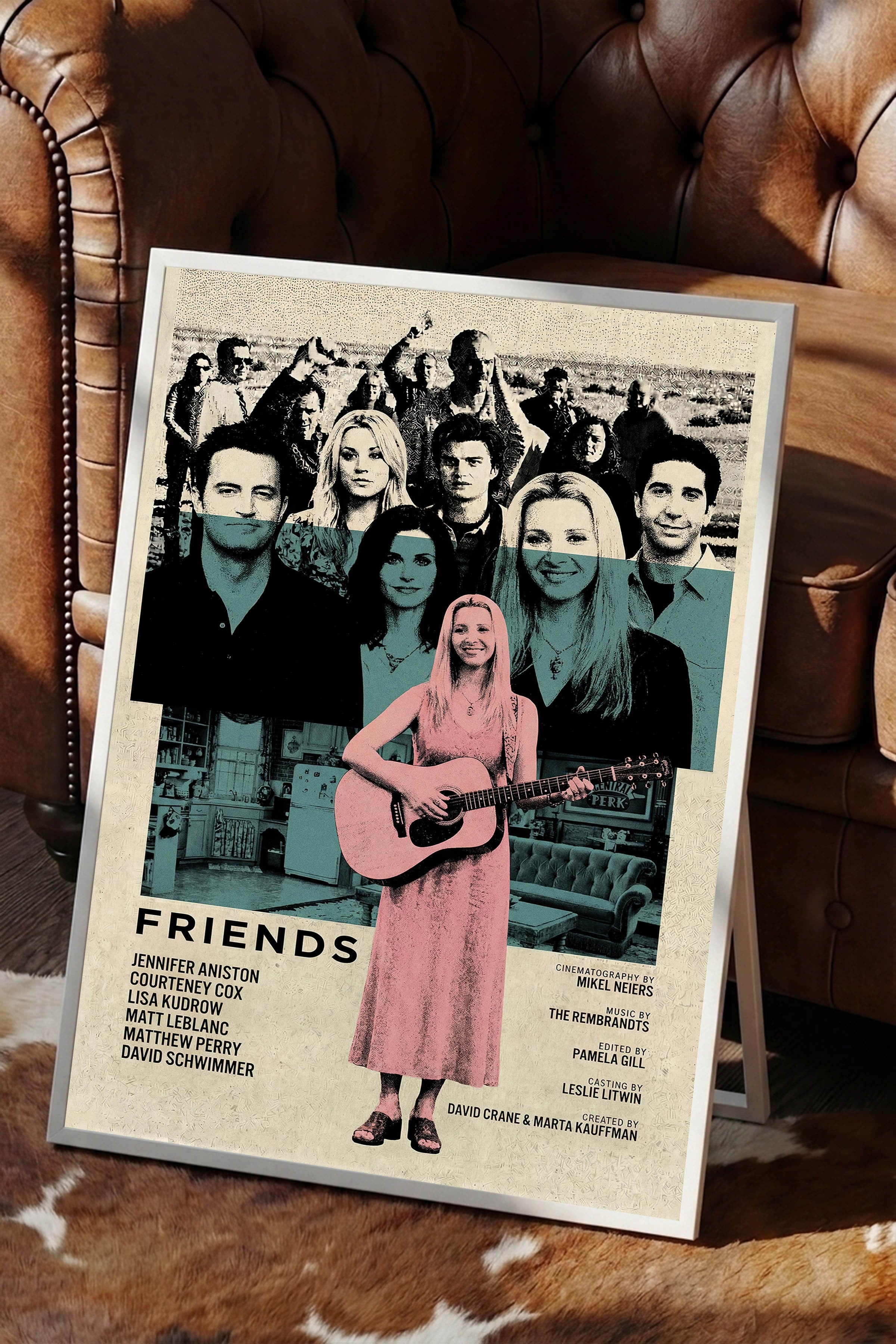 Friends Beyaz Çerçeveli Poster, Sinema ve Dizi Tablo, Film Dizi Afişleri NO:112770