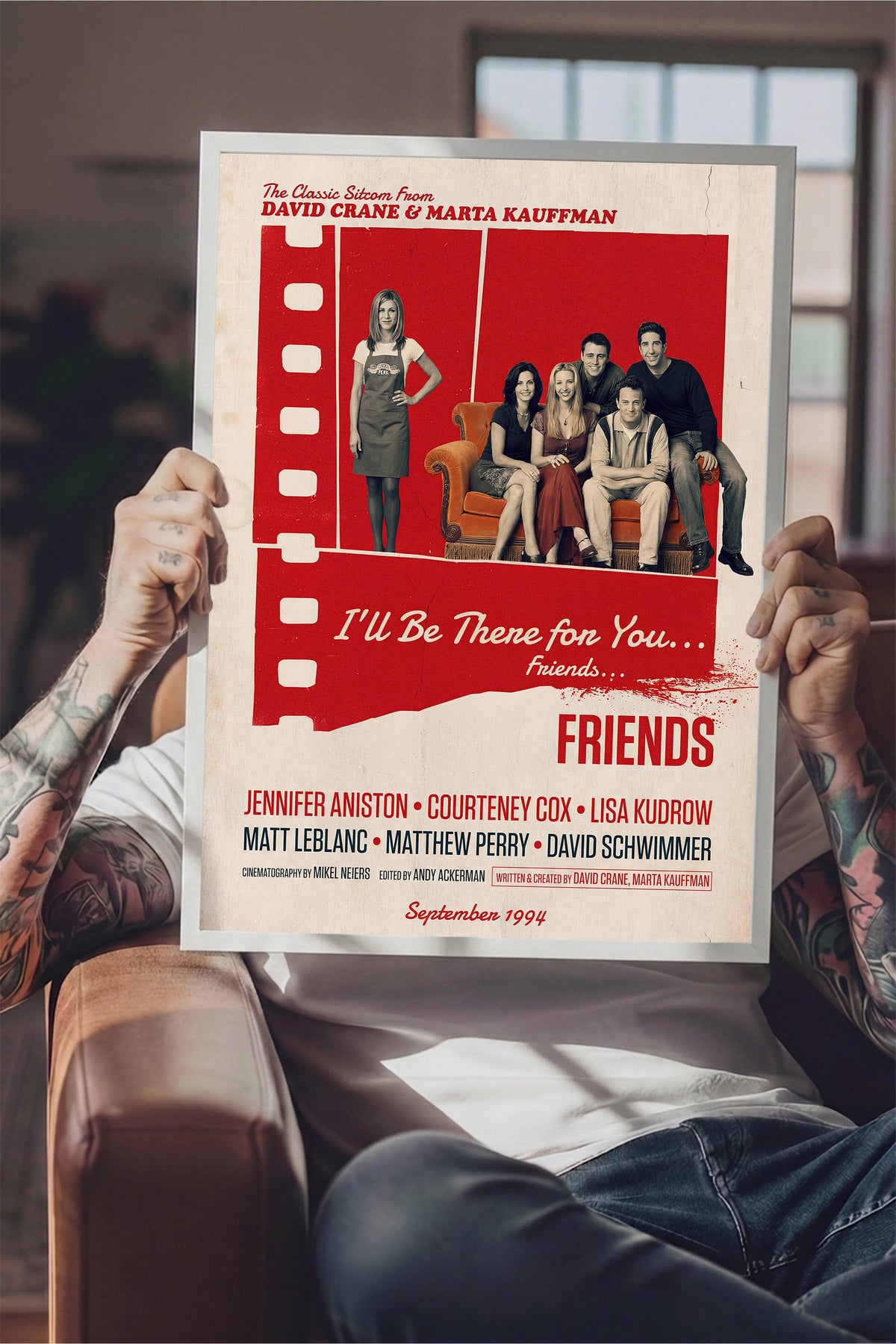 Friends Beyaz Çerçeveli Poster, Sinema ve Dizi Tablo, Film Dizi Afişleri NO:112846