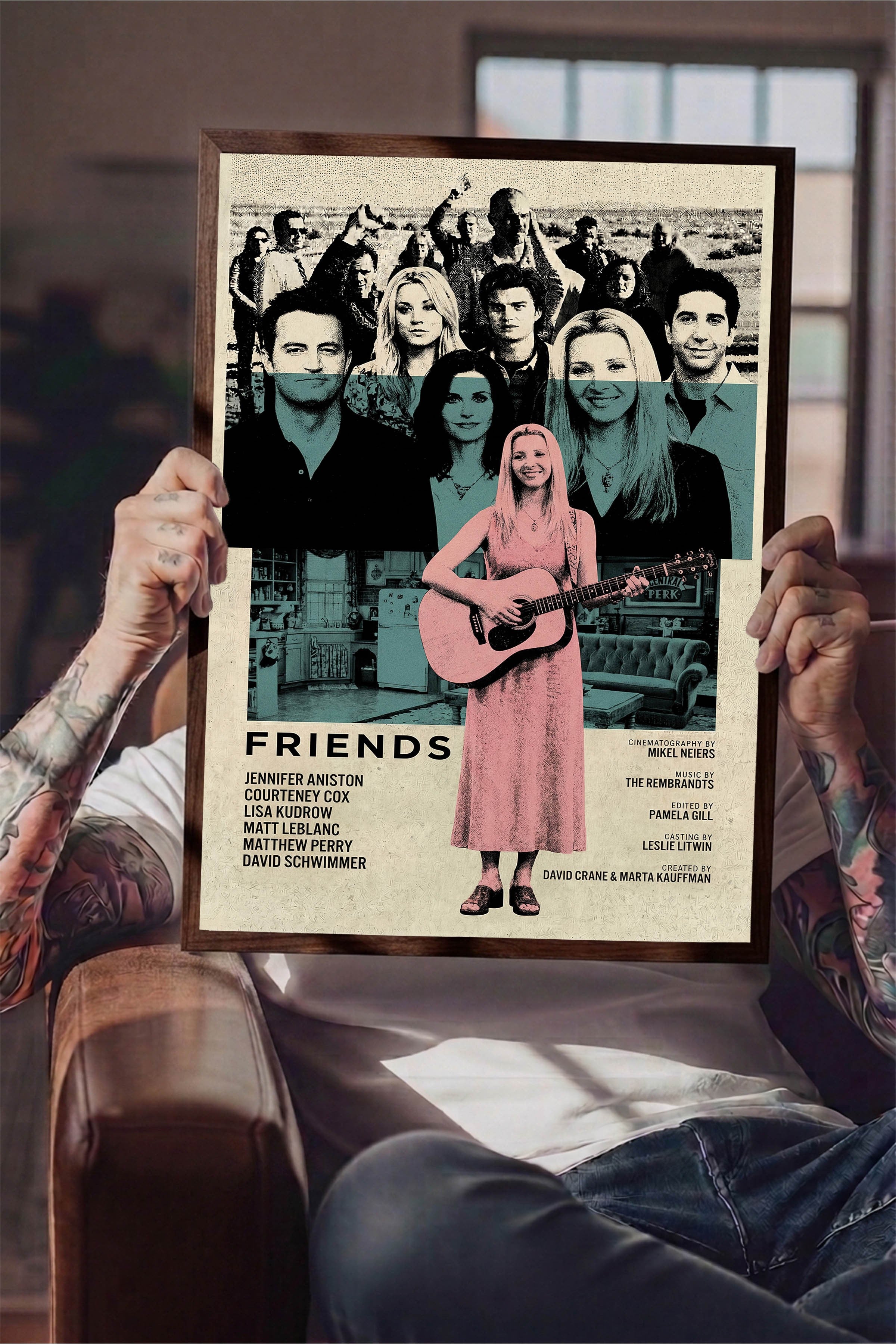 Friends Kahverengi Çerçeveli Poster, Sinema ve Dizi Tablo, Film Dizi Afişleri NO:112770