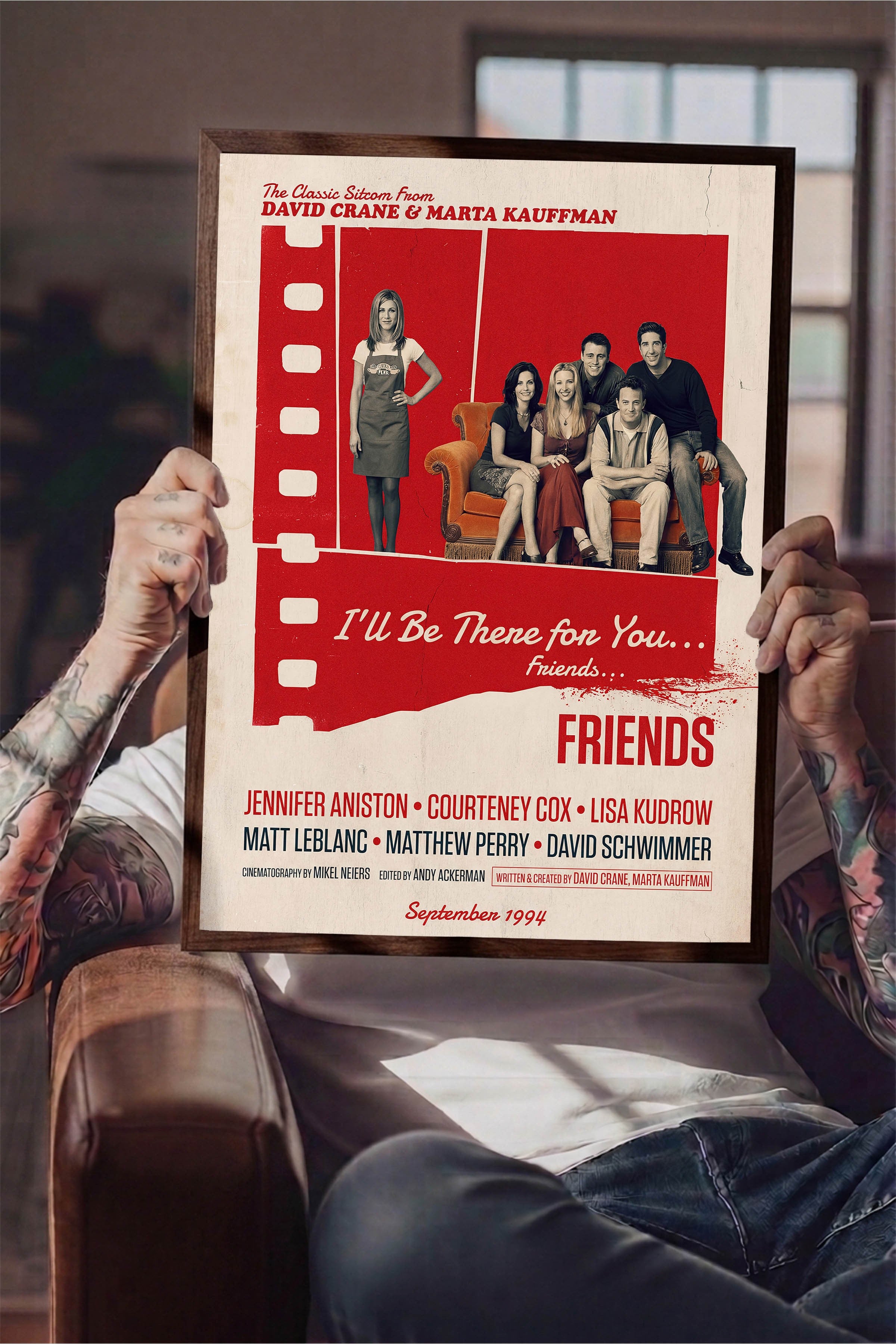 Friends Kahverengi Çerçeveli Poster, Sinema ve Dizi Tablo, Film Dizi Afişleri NO:112846