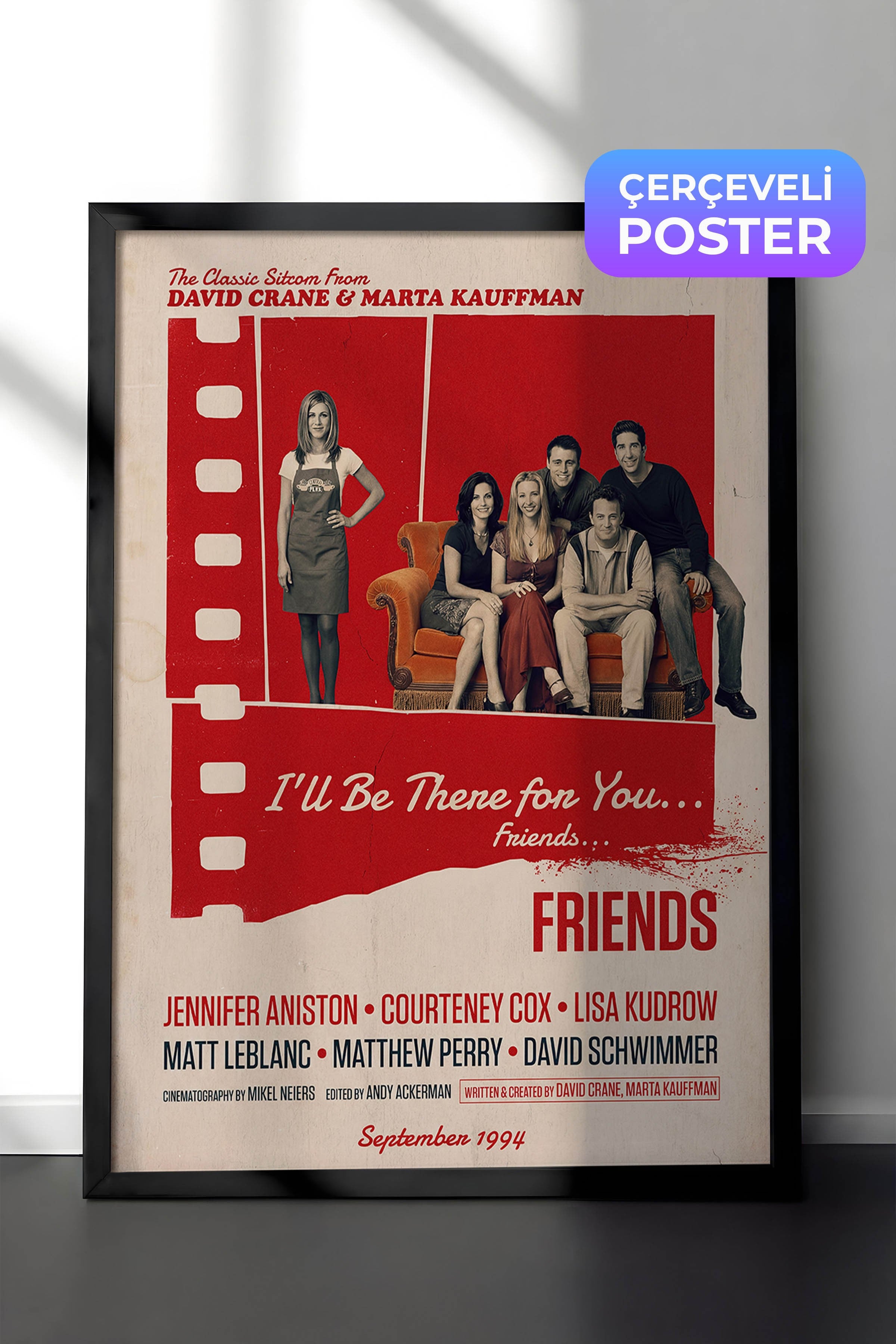 Friends Siyah Çerçeveli Poster, Sinema ve Dizi Tablo, Film Dizi Afişleri NO:112846