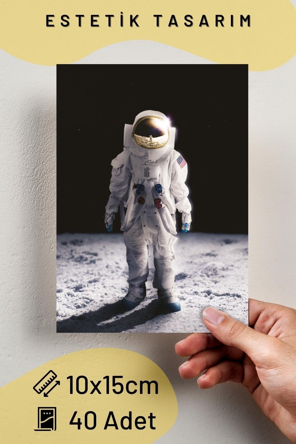 Galaksi Duvar Posteri Kolaj Seti - 40 Adet - Arkası Yapışkanlı - Uzay Poster Seti - 10cm*15cm