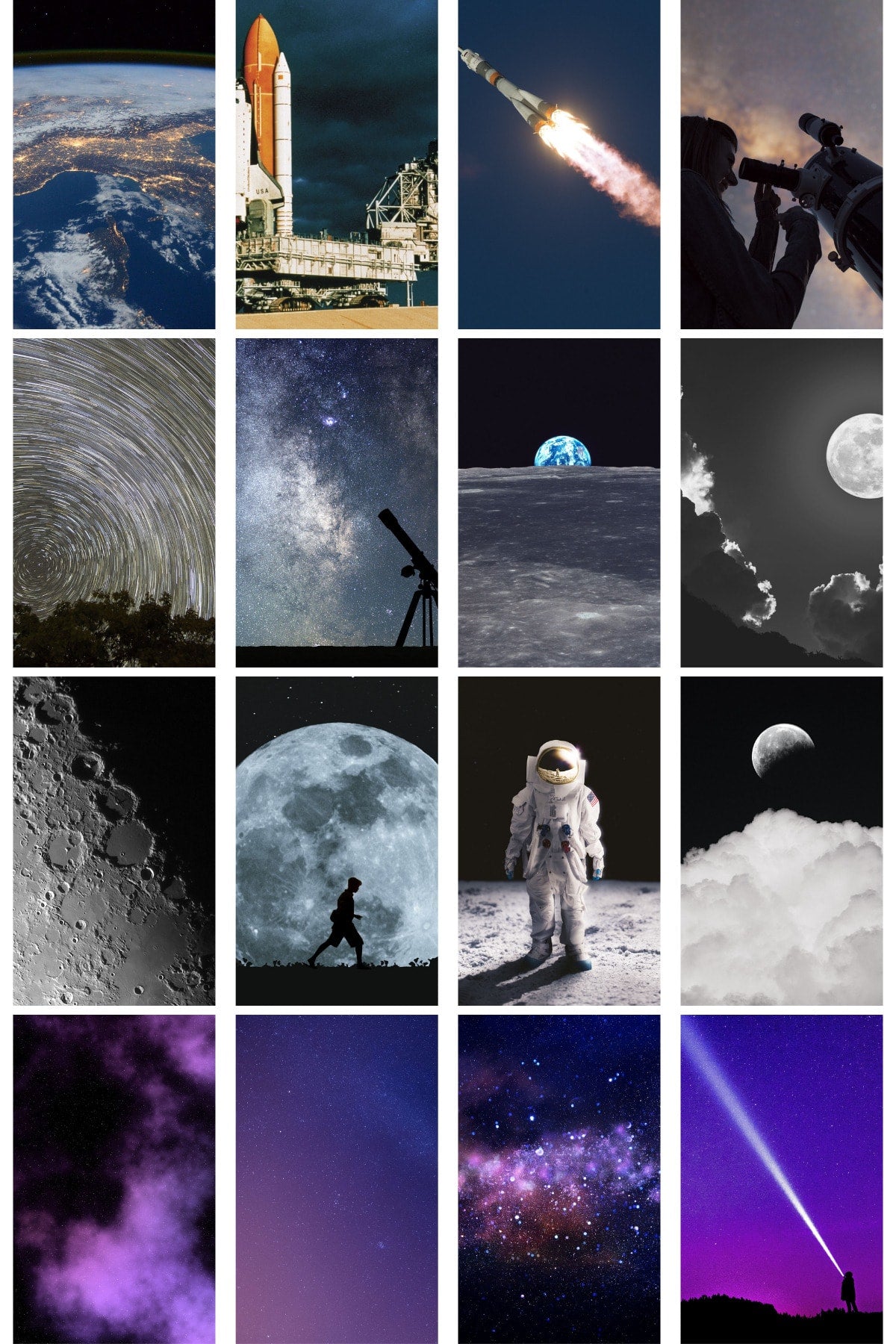 Galaksi Duvar Posteri Kolaj Seti - 40 Adet - Arkası Yapışkanlı - Uzay Poster Seti - 10cm*15cm