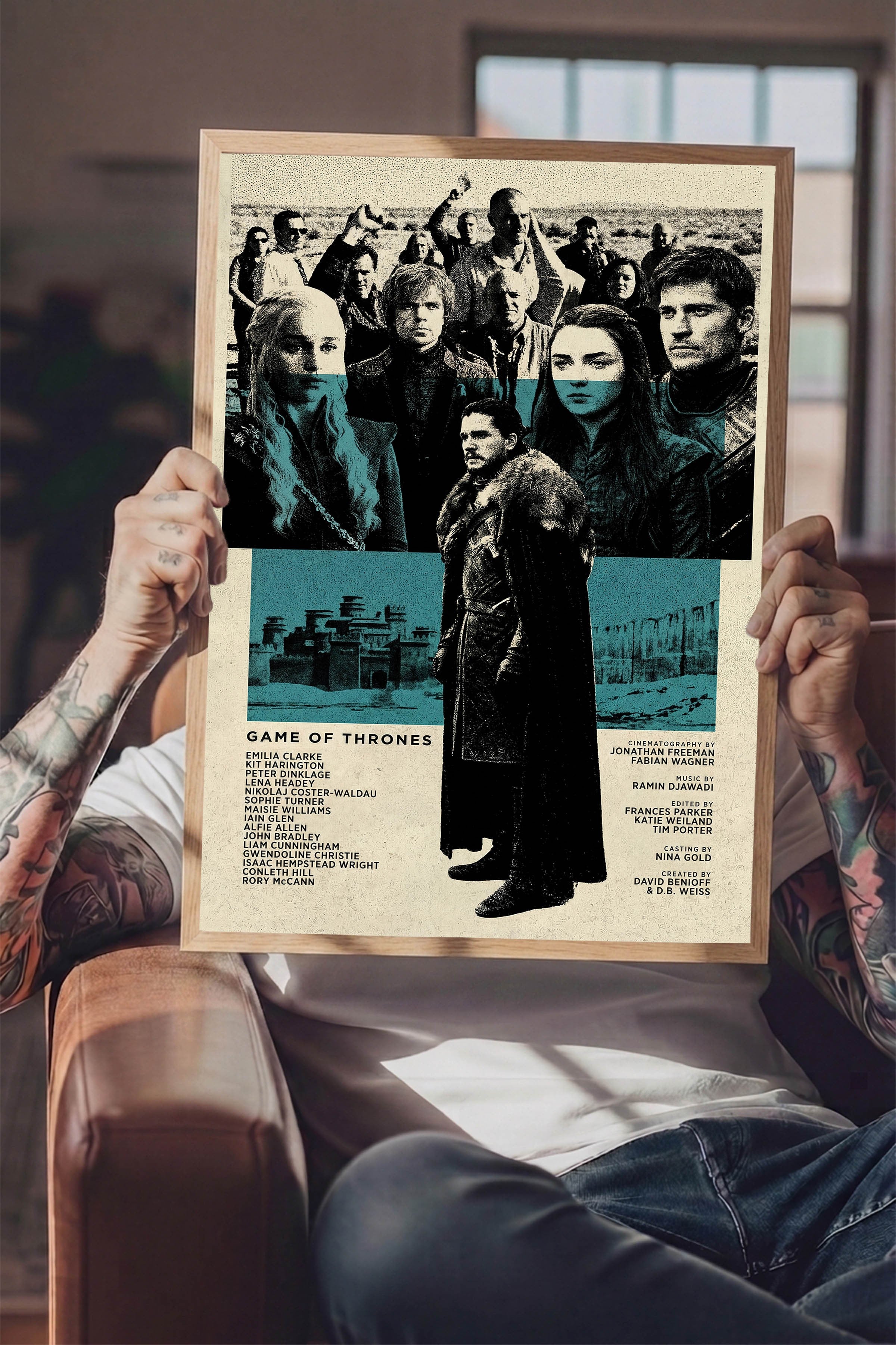 Game of Thrones Ahşap Çerçeveli Poster, Sinema ve Dizi Tablo, Film Dizi Afişleri NO:112766