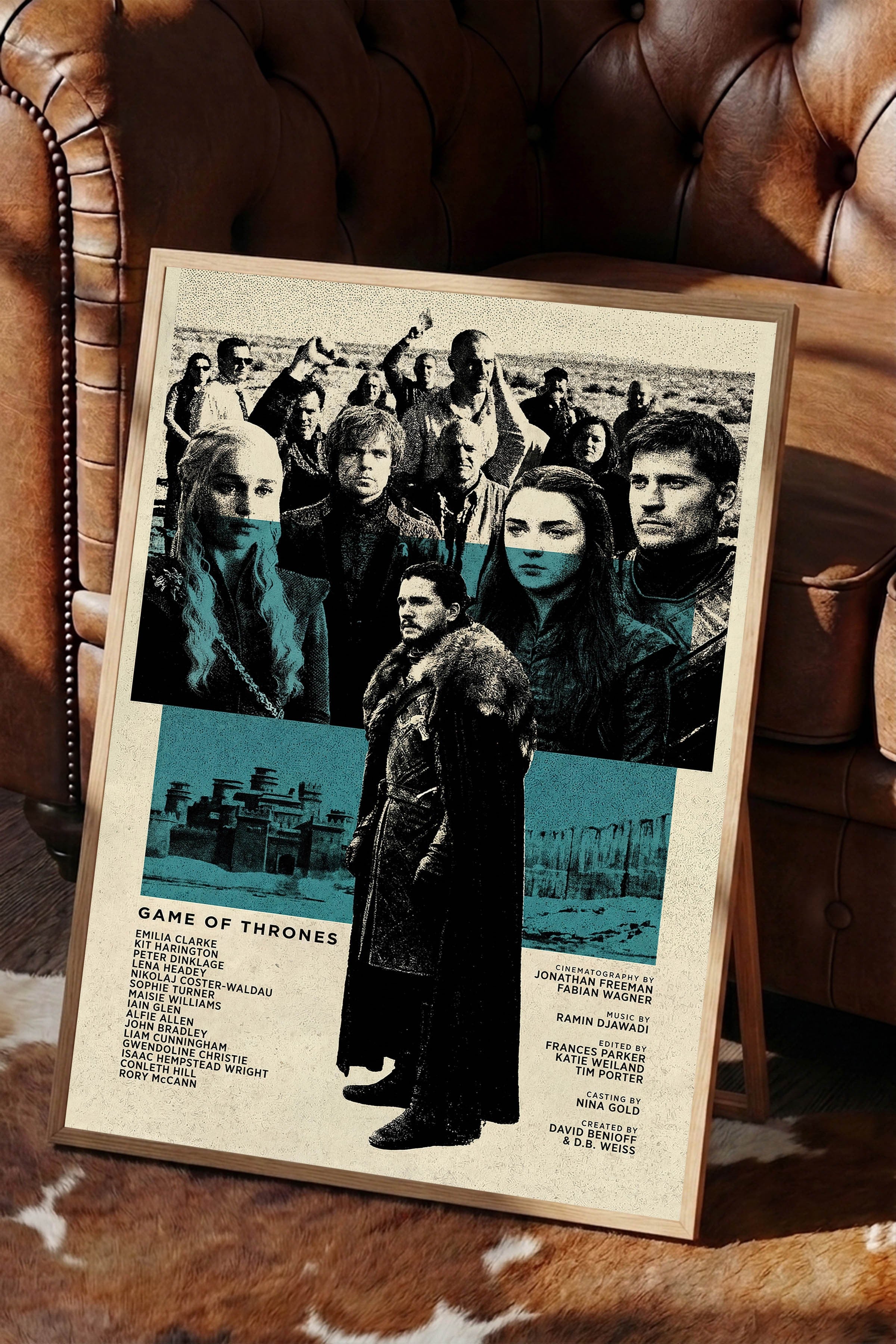 Game of Thrones Ahşap Çerçeveli Poster, Sinema ve Dizi Tablo, Film Dizi Afişleri NO:112766