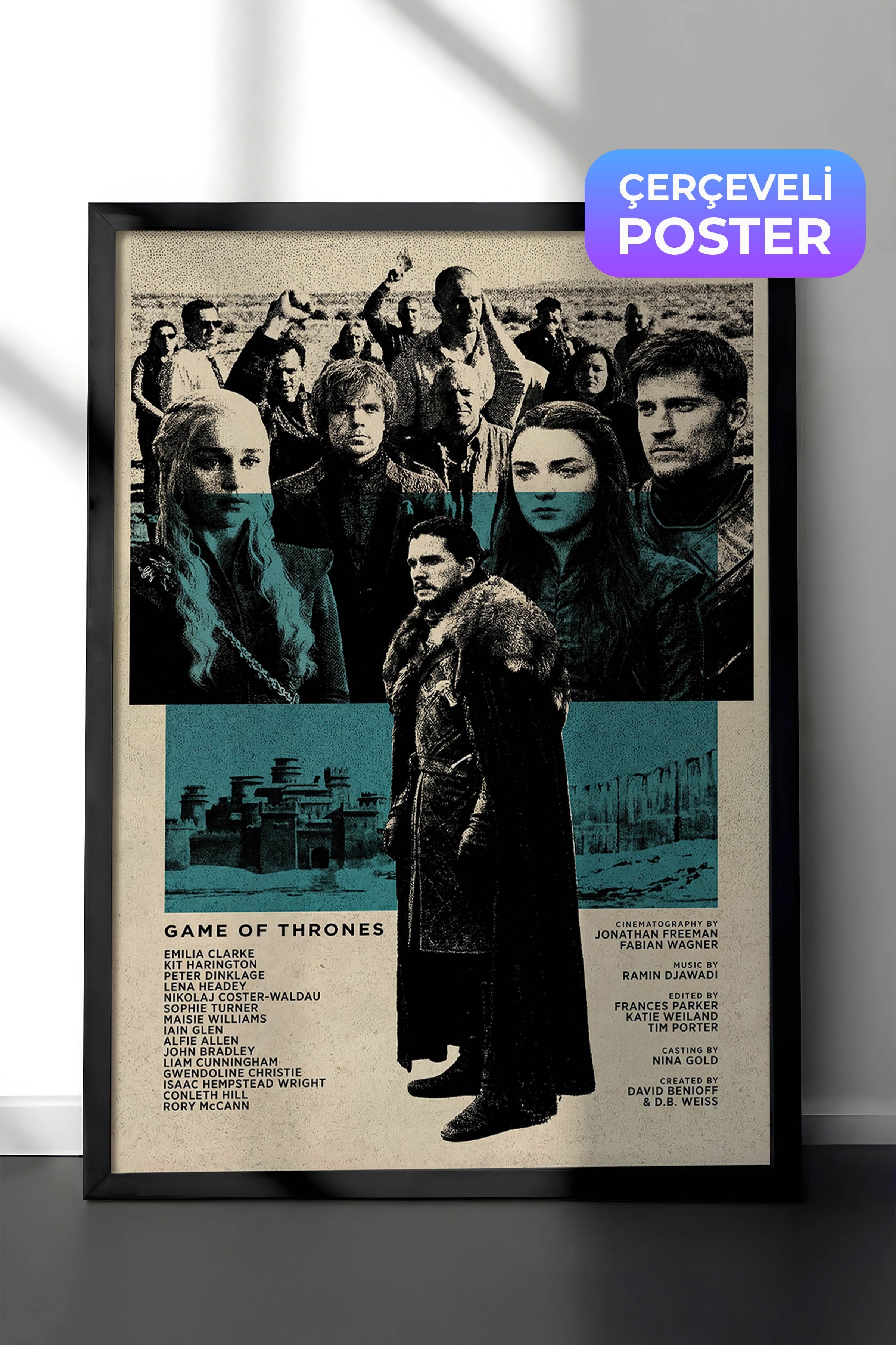 Game of Thrones Siyah Çerçeveli Poster, Sinema ve Dizi Tablo, Film Dizi Afişleri NO:112766